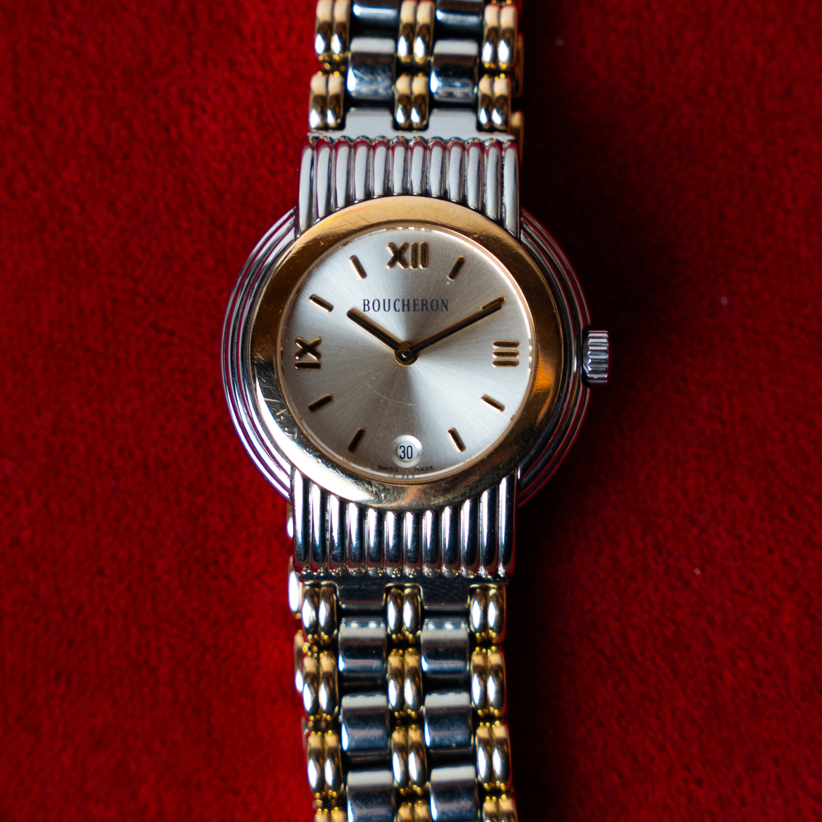 Boucheron Solis Lady Steel 2 tone 30 mm case with Boucheron system steel strap quartz movement