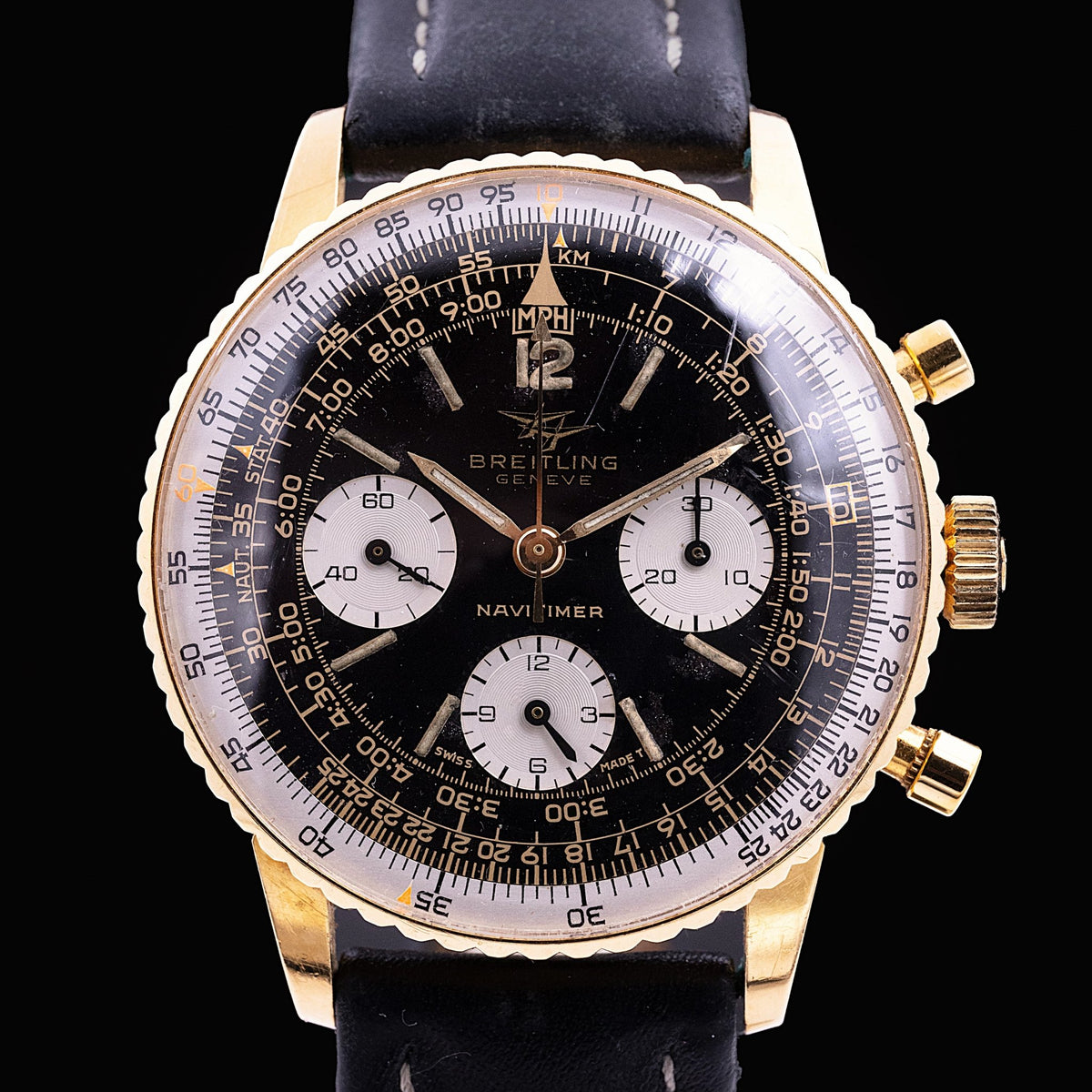 Breitling Navitimer Twin Jet Or Jaune Ref. 806, circa 1965 - montre vintage - Contre-Temps Paris