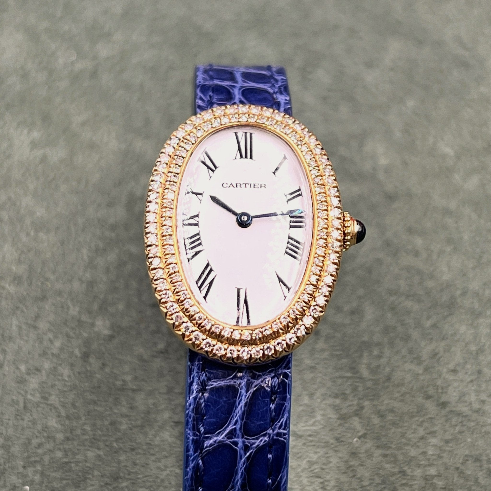 CARTIER BAIGNOIRE DOUBLE GODRON OR ET DIAMANTS - montre vintage - Contre - Temps Paris