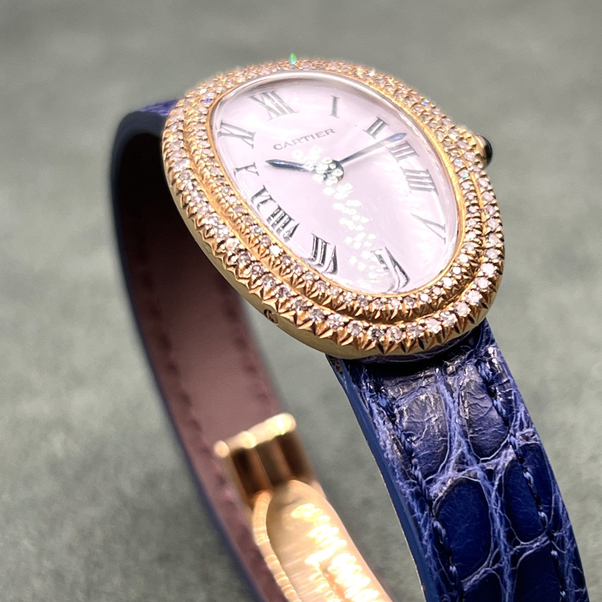 CARTIER BAIGNOIRE DOUBLE GODRON OR ET DIAMANTS - montre vintage - Contre - Temps Paris