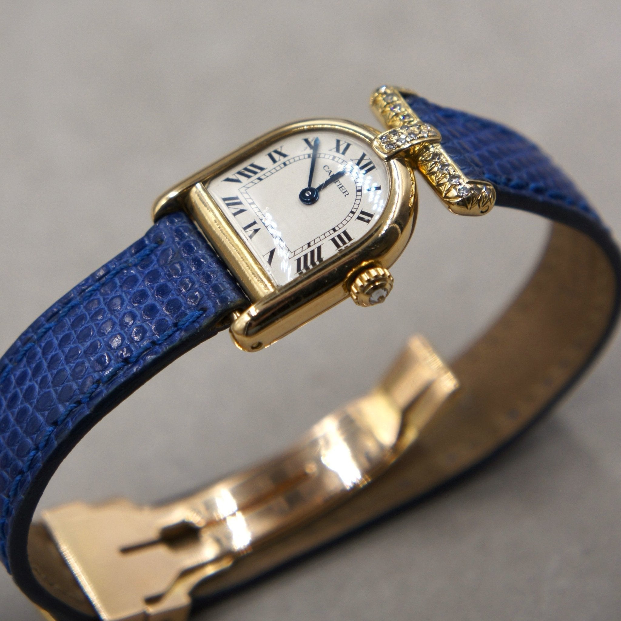 CARTIER CALANDRE LADY OR ET DIAMANTS - montre vintage - Contre - Temps Paris