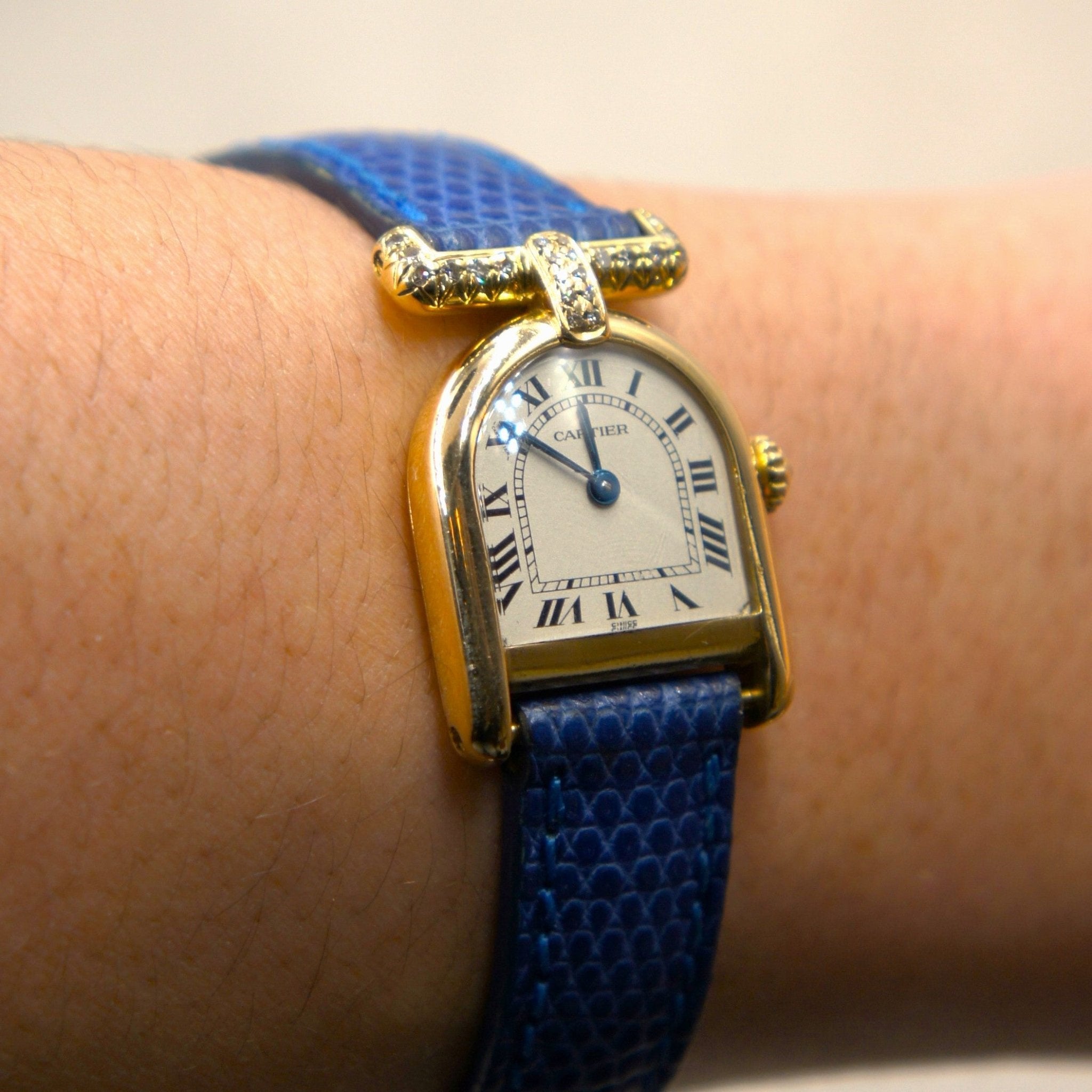 CARTIER CALANDRE LADY OR ET DIAMANTS - montre vintage - Contre - Temps Paris