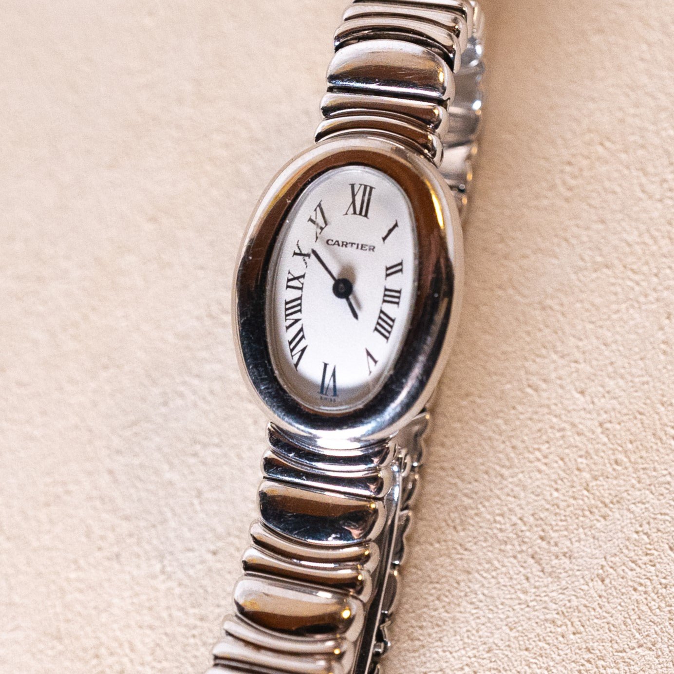 CARTIER BAIGNOIRE MINI OR BLANC - montre vintage - Contre - Temps Paris