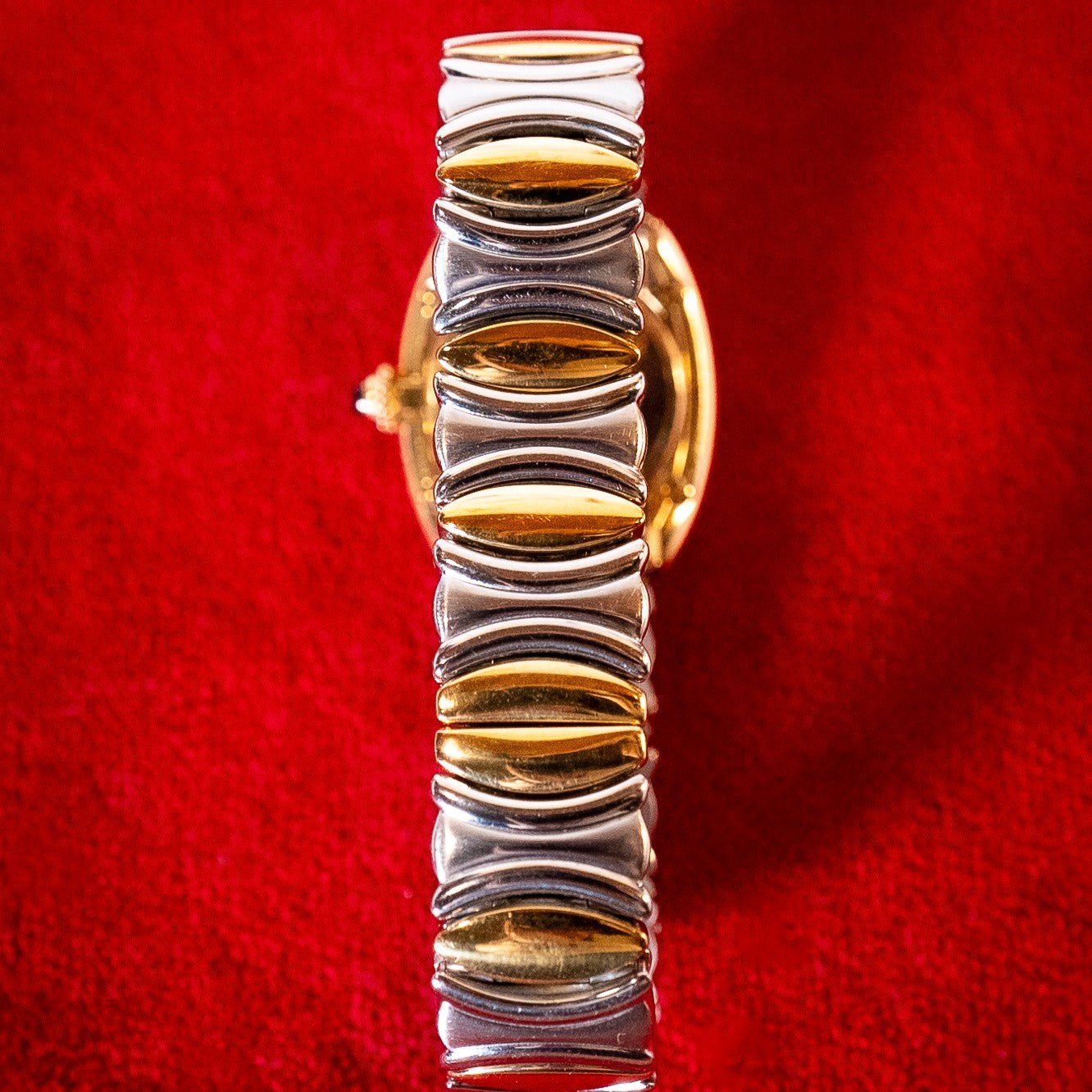 CARTIER BAIGNOIRE CLASSIQUE OR ET ACIER BRACELET CASQUE D'OR - montre vintage - Contre - Temps Paris