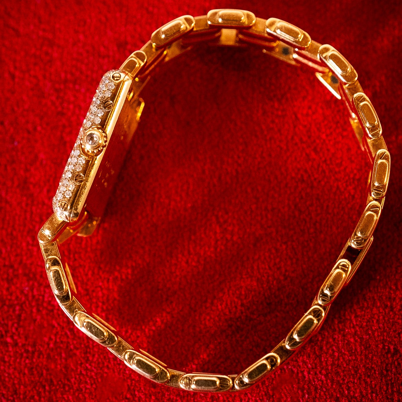 CARTIER TANK LADY YELLOW GOLD BRANCARD DIAMONDS