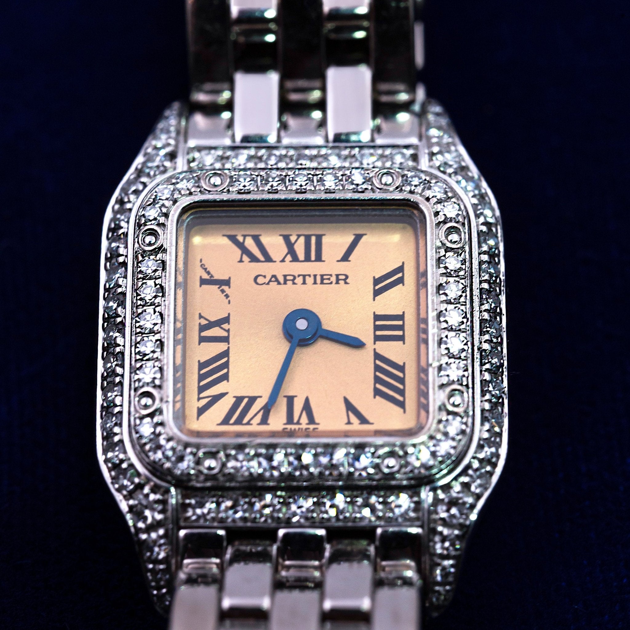 CARTIER PANTHERE MINI OR BLANC ET DIAMANTS - montre vintage - Contre - Temps Paris