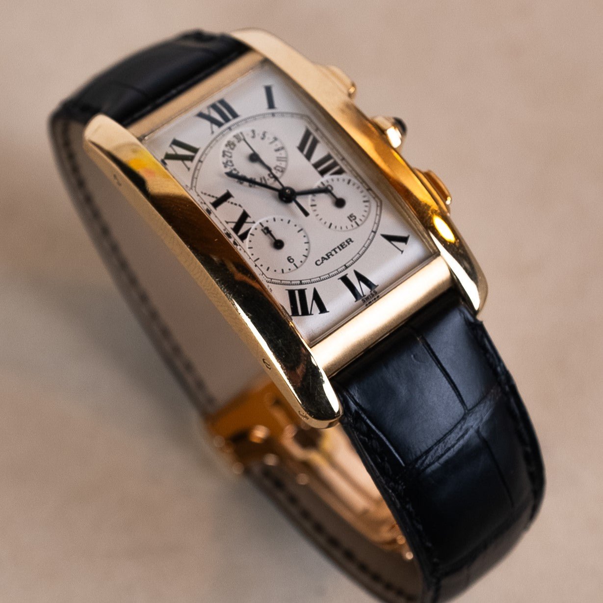 CARTIER TANK AMERICAINE CHRONOREFLEX OR - montre vintage - Contre - Temps Paris