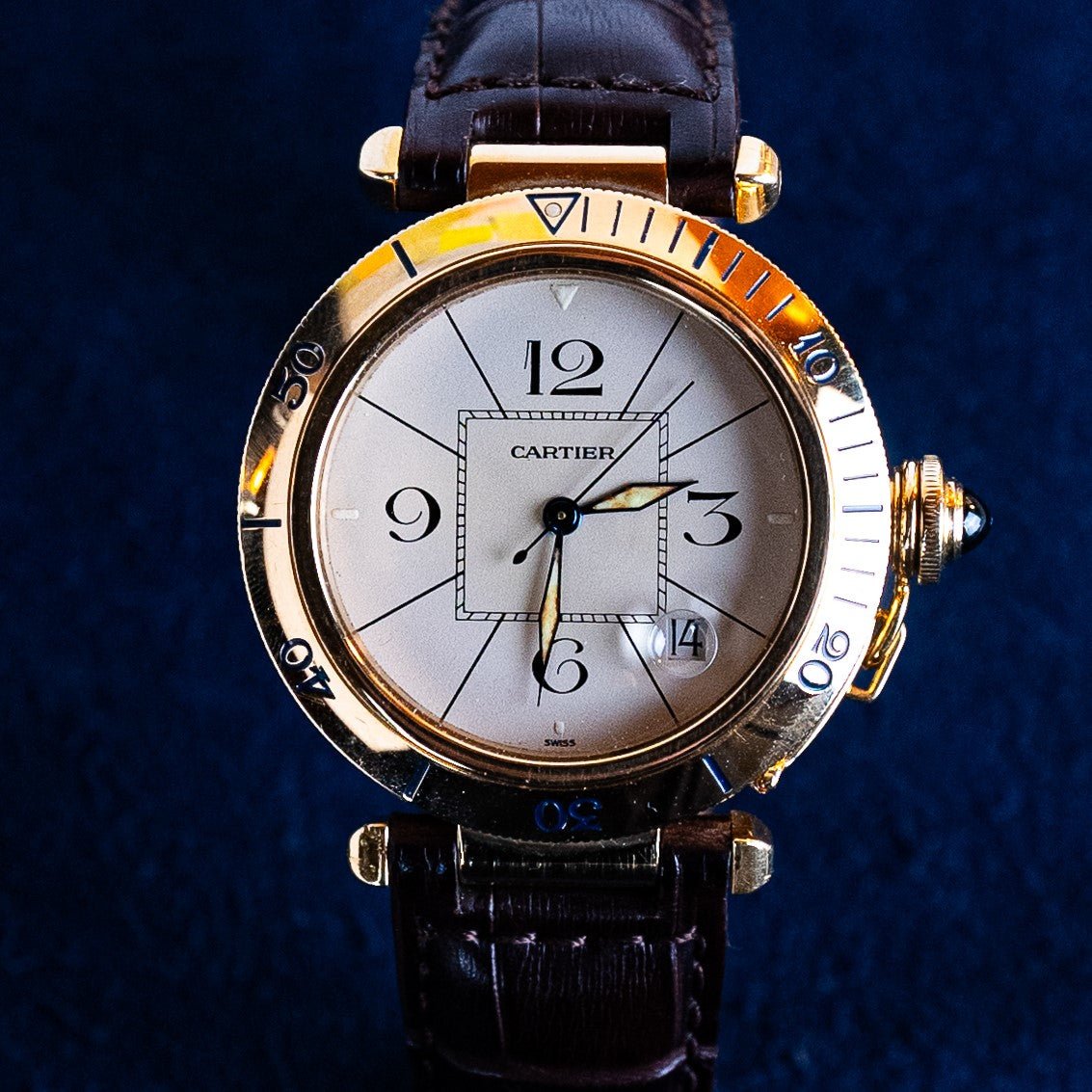 CARTIER PASHA AUTOMATIQUE HOMME OR JAUNE - montre vintage - Contre - Temps Paris