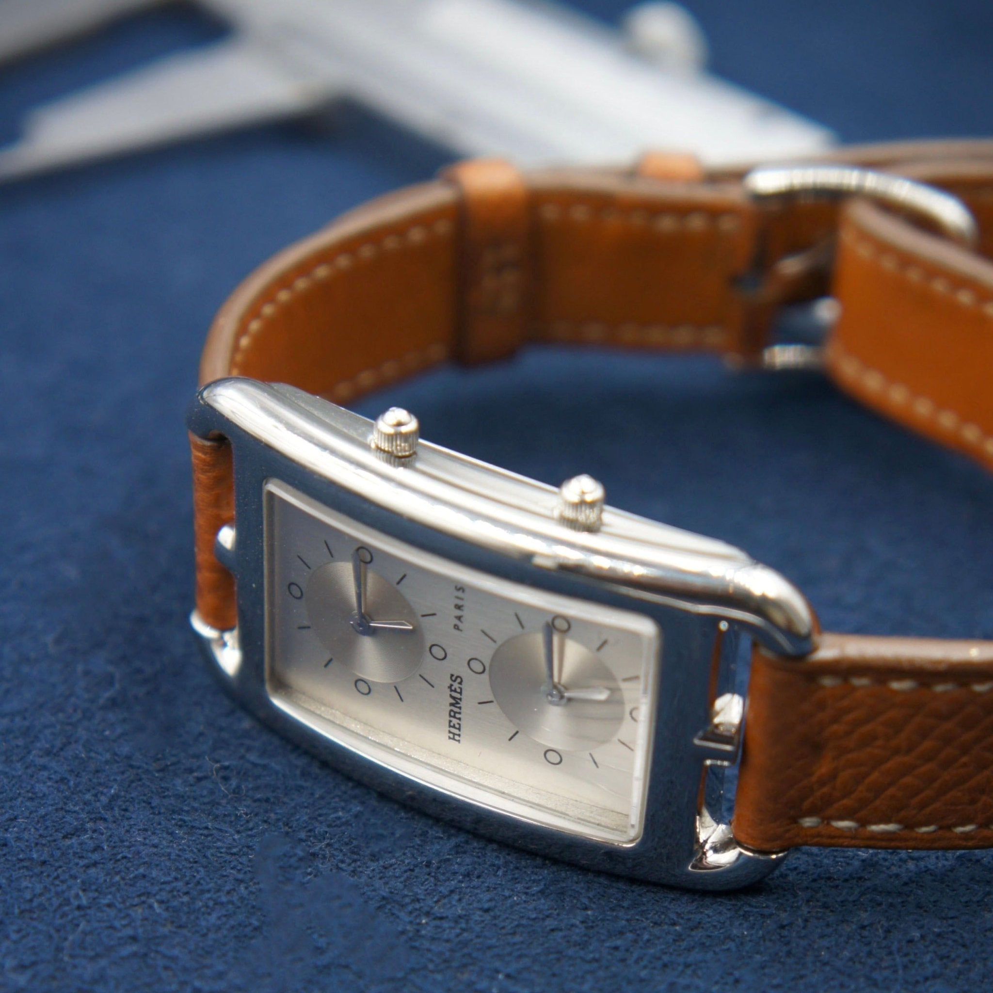 HERMES "CAPE COD DUAL TIME" ACIER - montre vintage - Contre - Temps Paris