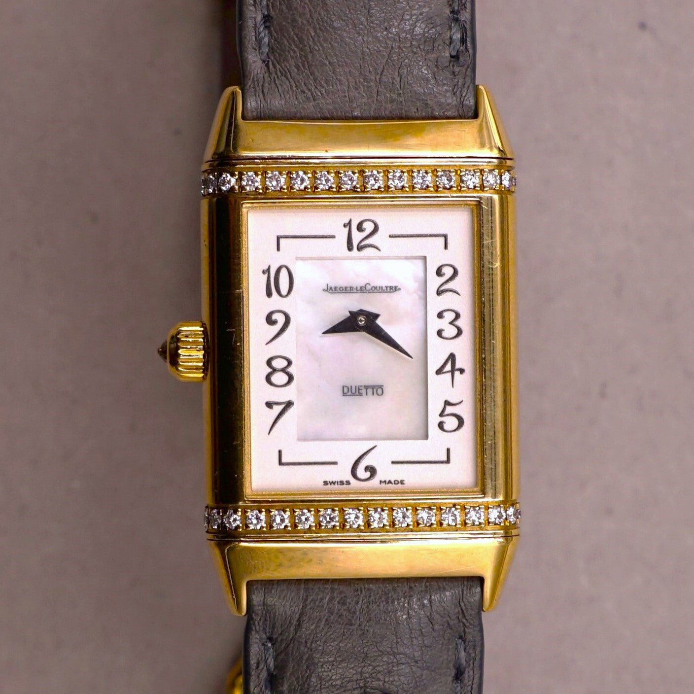 JAEGER - LECOULTRE REVERSO DUETTO OR ET DIAMANTS - montre vintage - Contre - Temps Paris