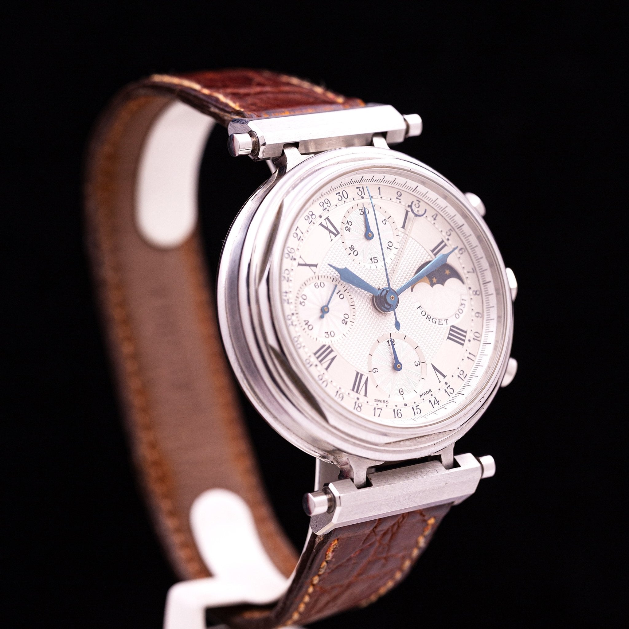 FORGET CHRONOGRAPHE DATE ET PHASES DE LUNE - montre vintage - Contre - Temps Paris