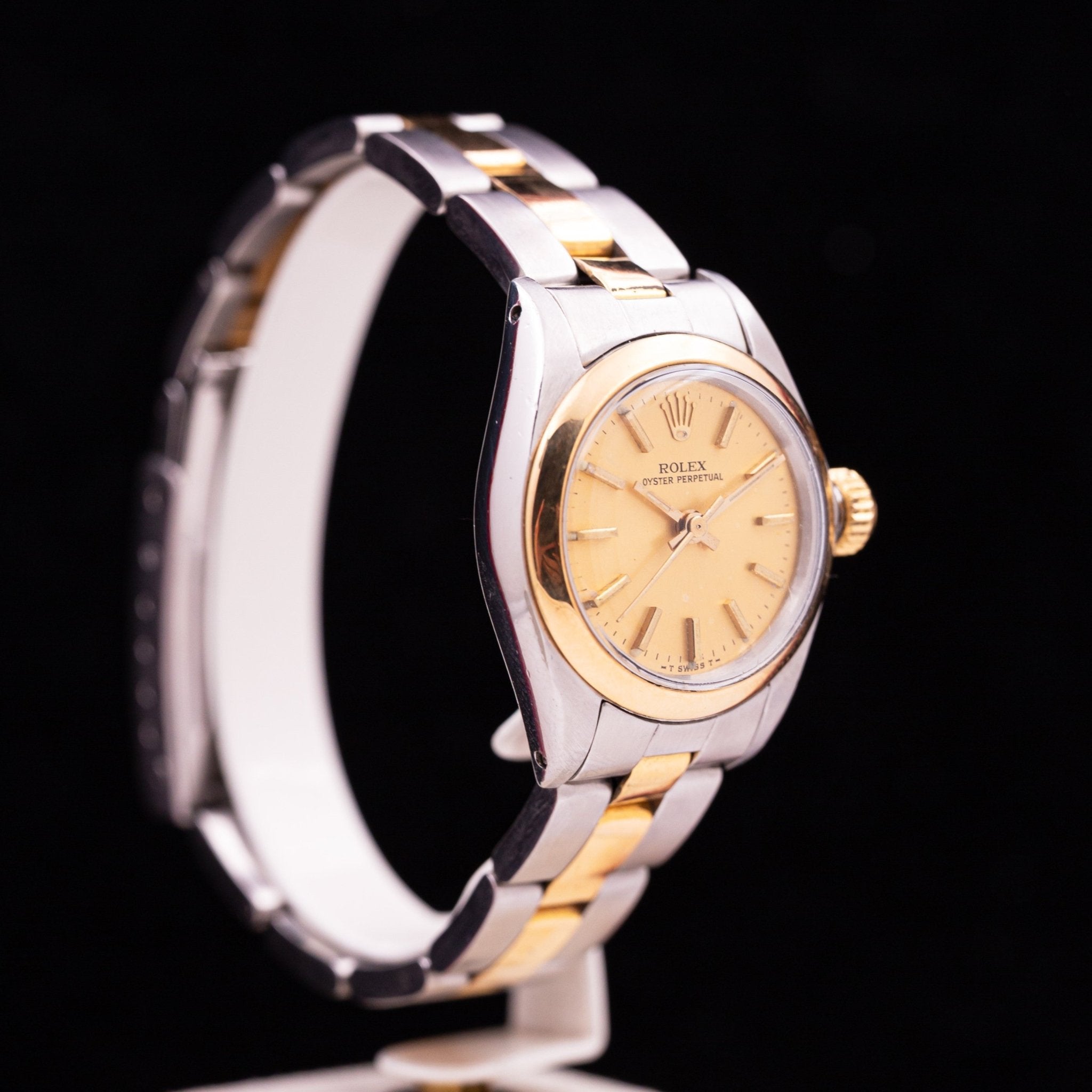 ROLEX OYSTER PERPETUAL LADY BICOLORE OR ET ACIER - montre vintage - Contre - Temps Paris