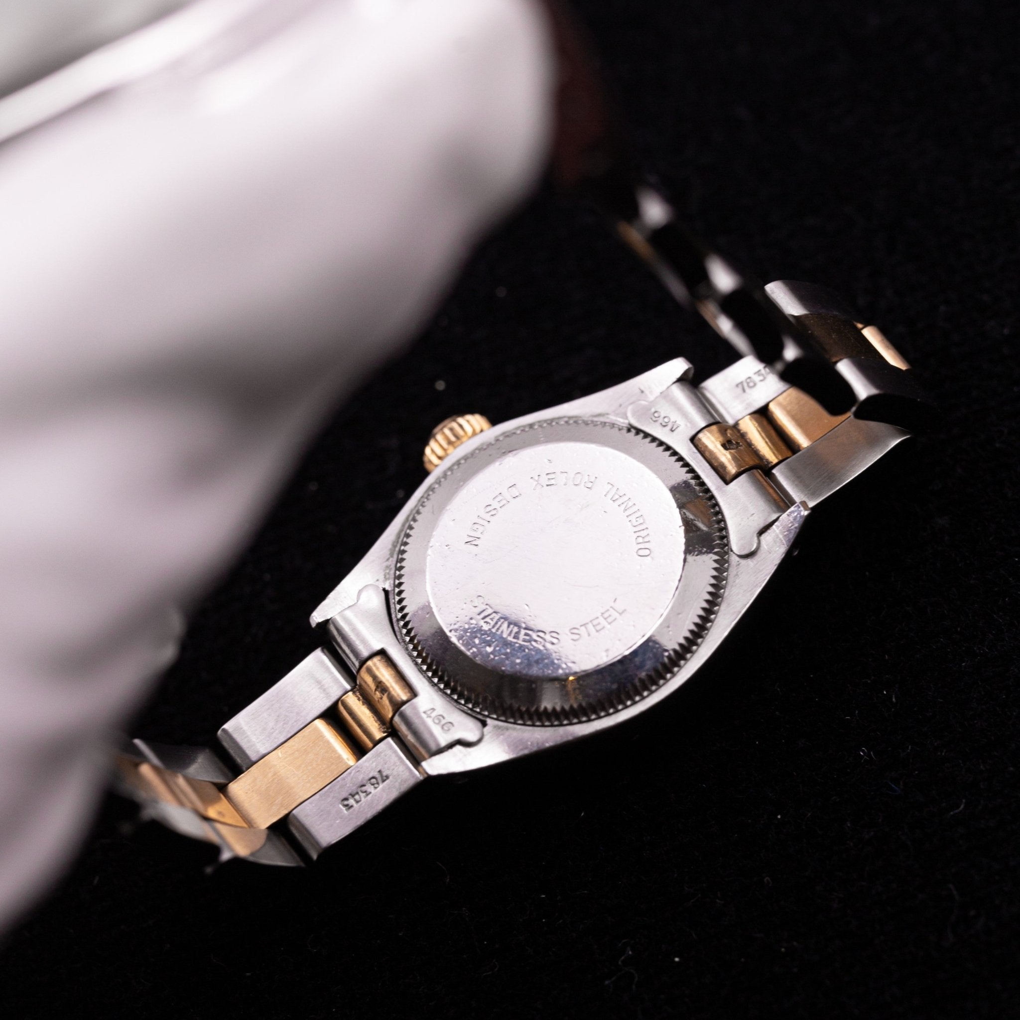 ROLEX OYSTER PERPETUAL LADY BICOLORE OR ET ACIER - montre vintage - Contre - Temps Paris