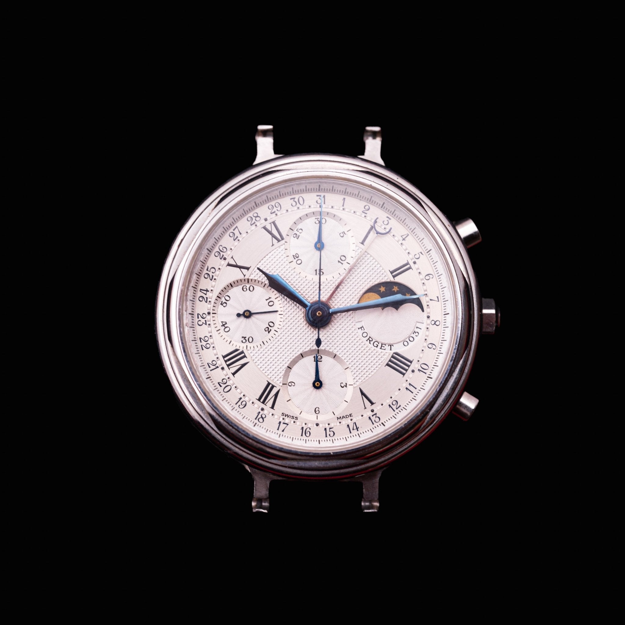 FORGET CHRONOGRAPHE DATE ET PHASES DE LUNE - montre vintage - Contre - Temps Paris