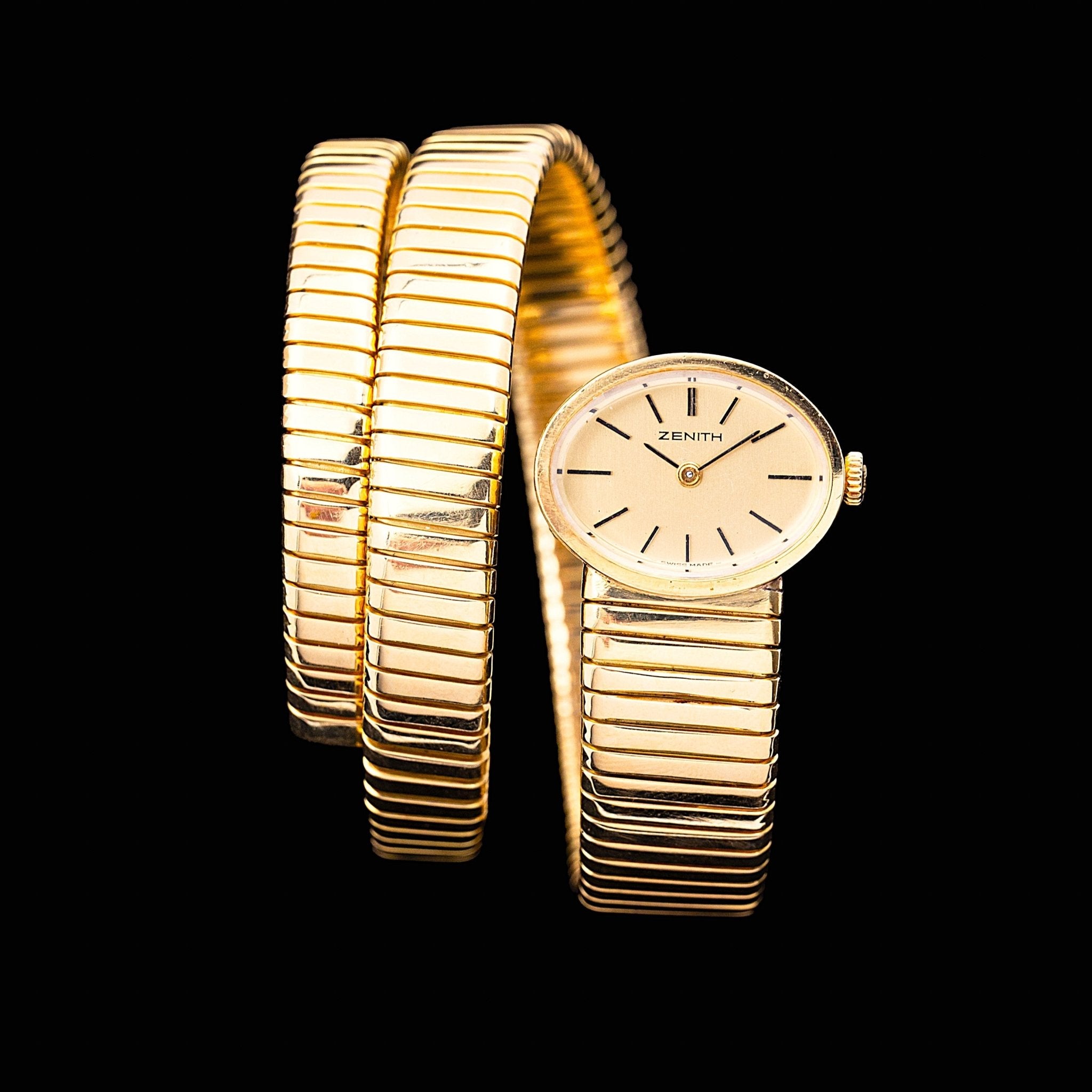 ZENITH LADY OVALE "TUBOGAS" 2 TOURS OR - montre vintage - Contre - Temps Paris