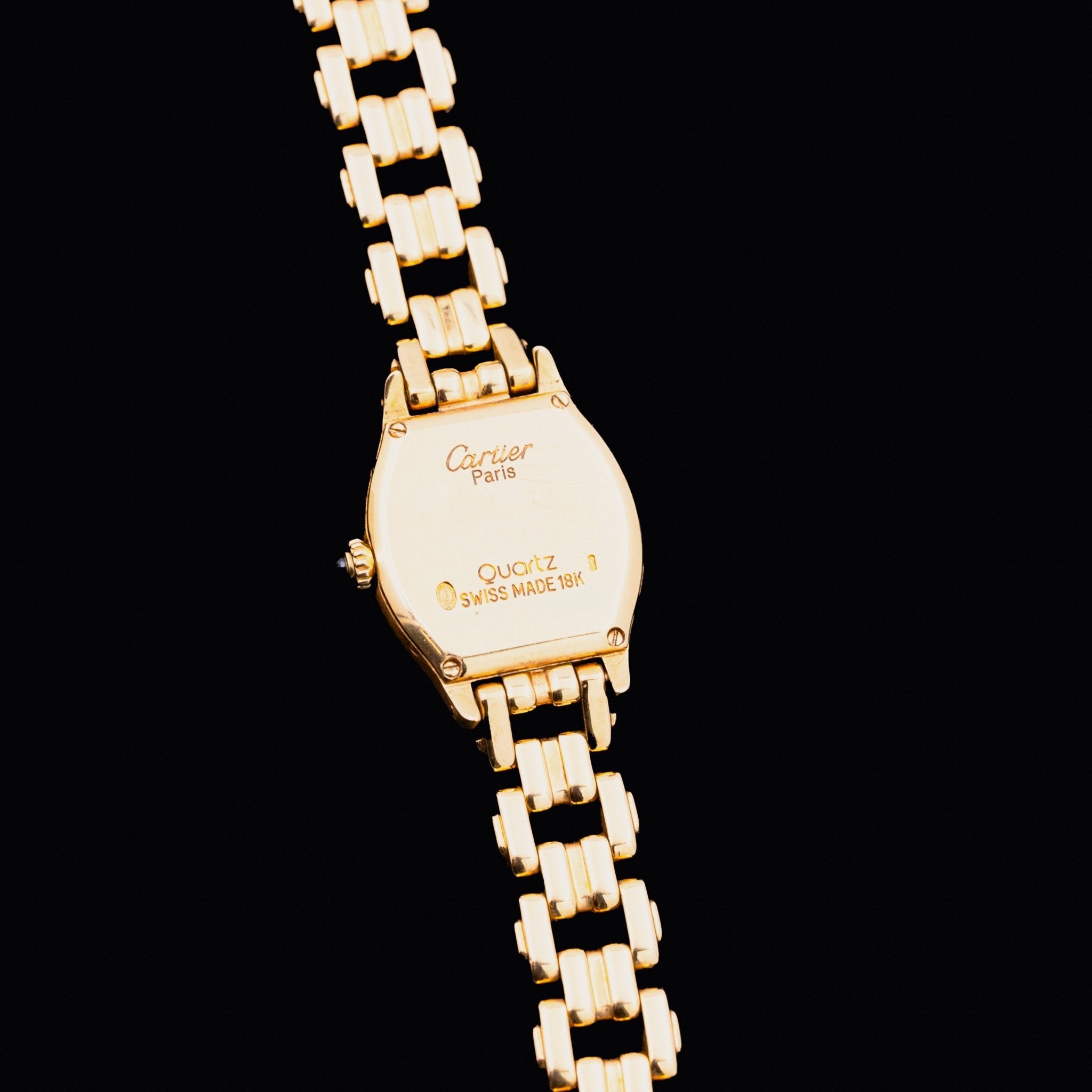 CARTIER TORTUE MINI BRACELET GOURMETTE OR - montre vintage - Contre - Temps Paris