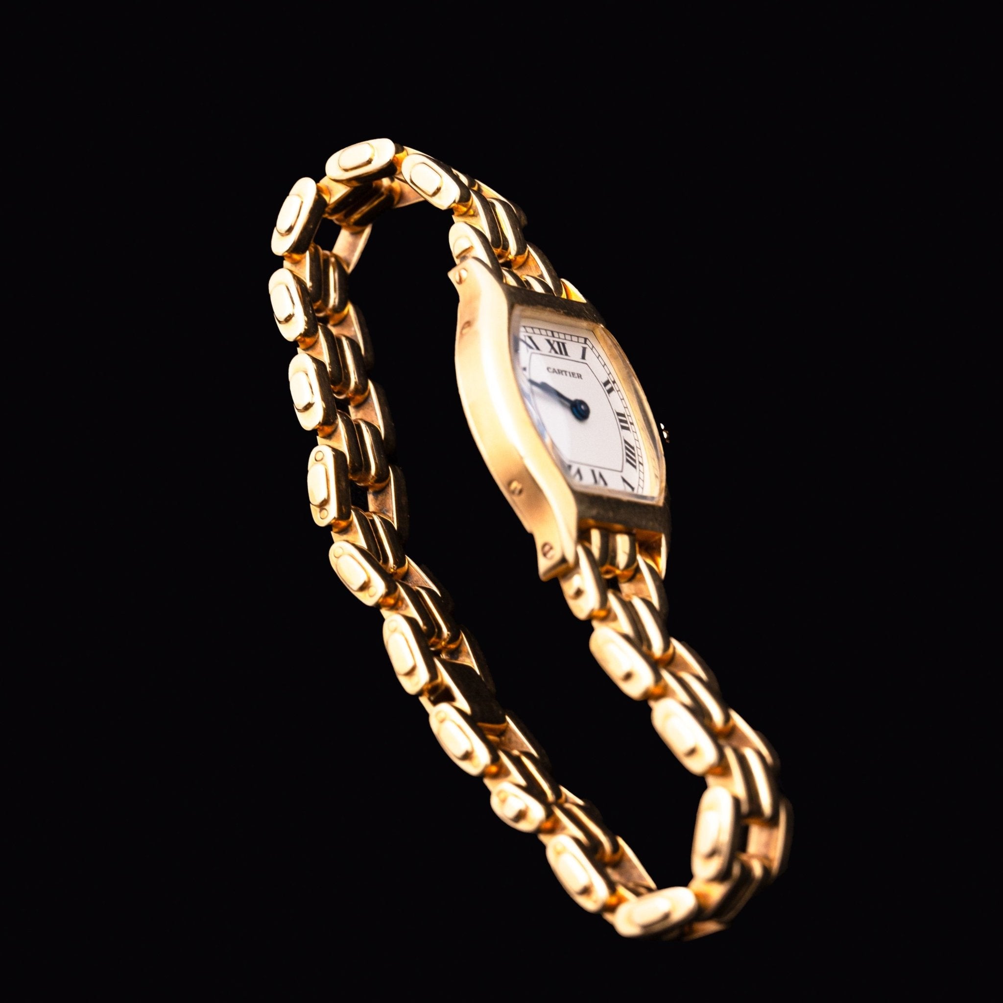 CARTIER TORTUE MINI BRACELET GOURMETTE OR - montre vintage - Contre - Temps Paris