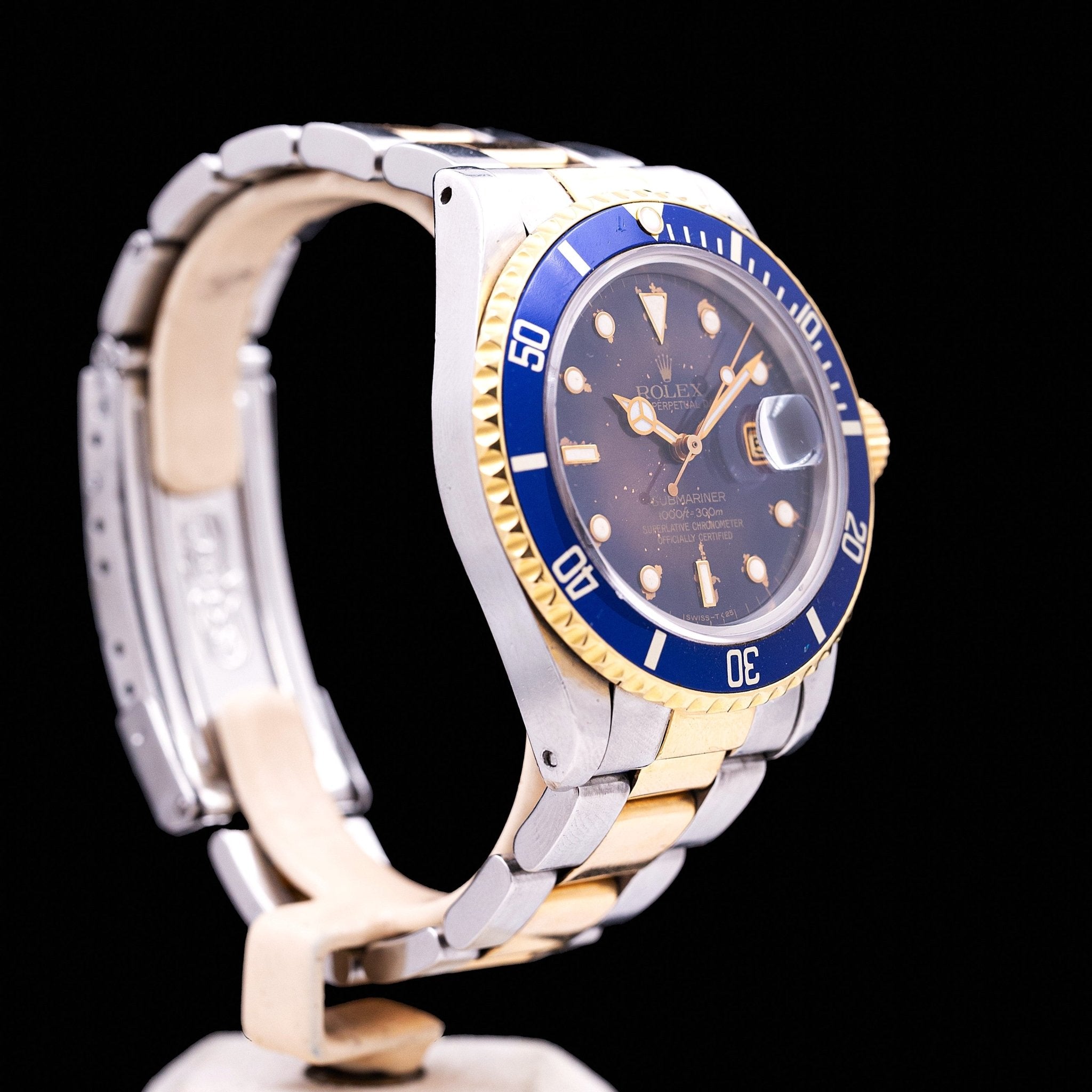 ROLEX SUBMARINER DATE OR ET ACIER BLEUE REF 16613 - montre vintage - Contre - Temps Paris