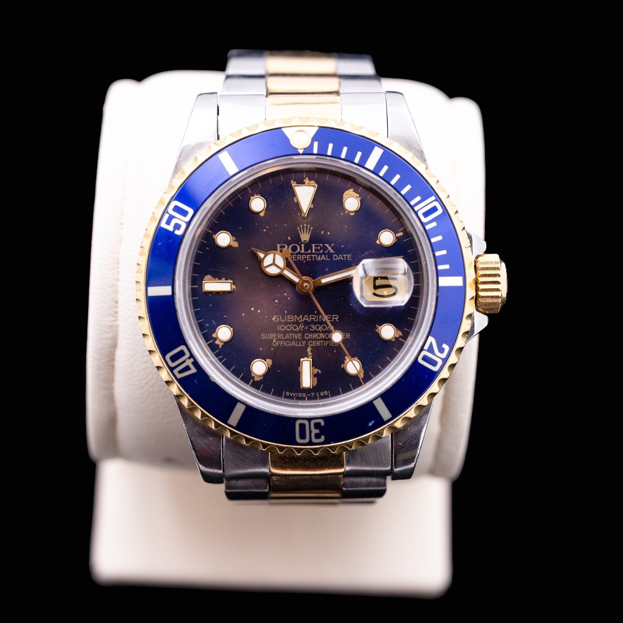 ROLEX SUBMARINER DATE OR ET ACIER BLEUE REF 16613 - montre vintage - Contre - Temps Paris
