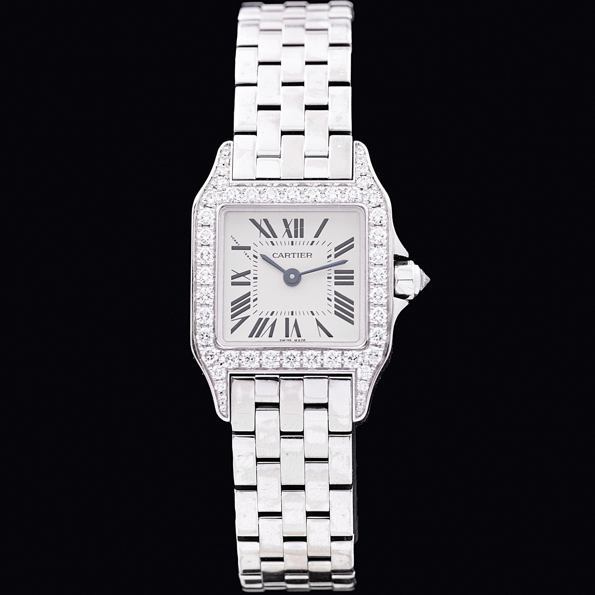 CARTIER SANTOS DEMOISELLE OR BLANC ET DIAMANTS - montre vintage - Contre - Temps Paris