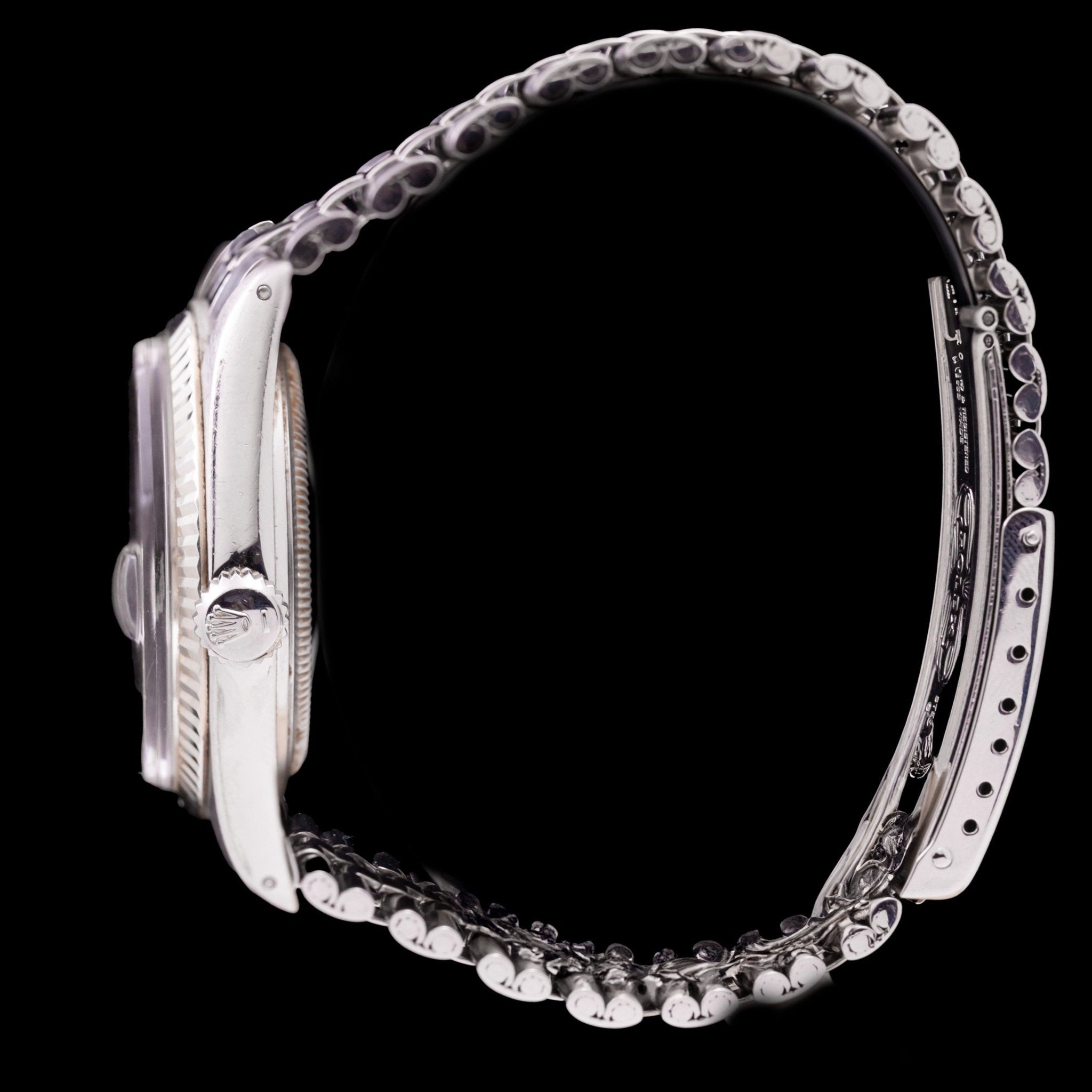 ROLEX DATEJUST 36MM ACIER LUNETTE OR BLANC - montre vintage - Contre - Temps Paris