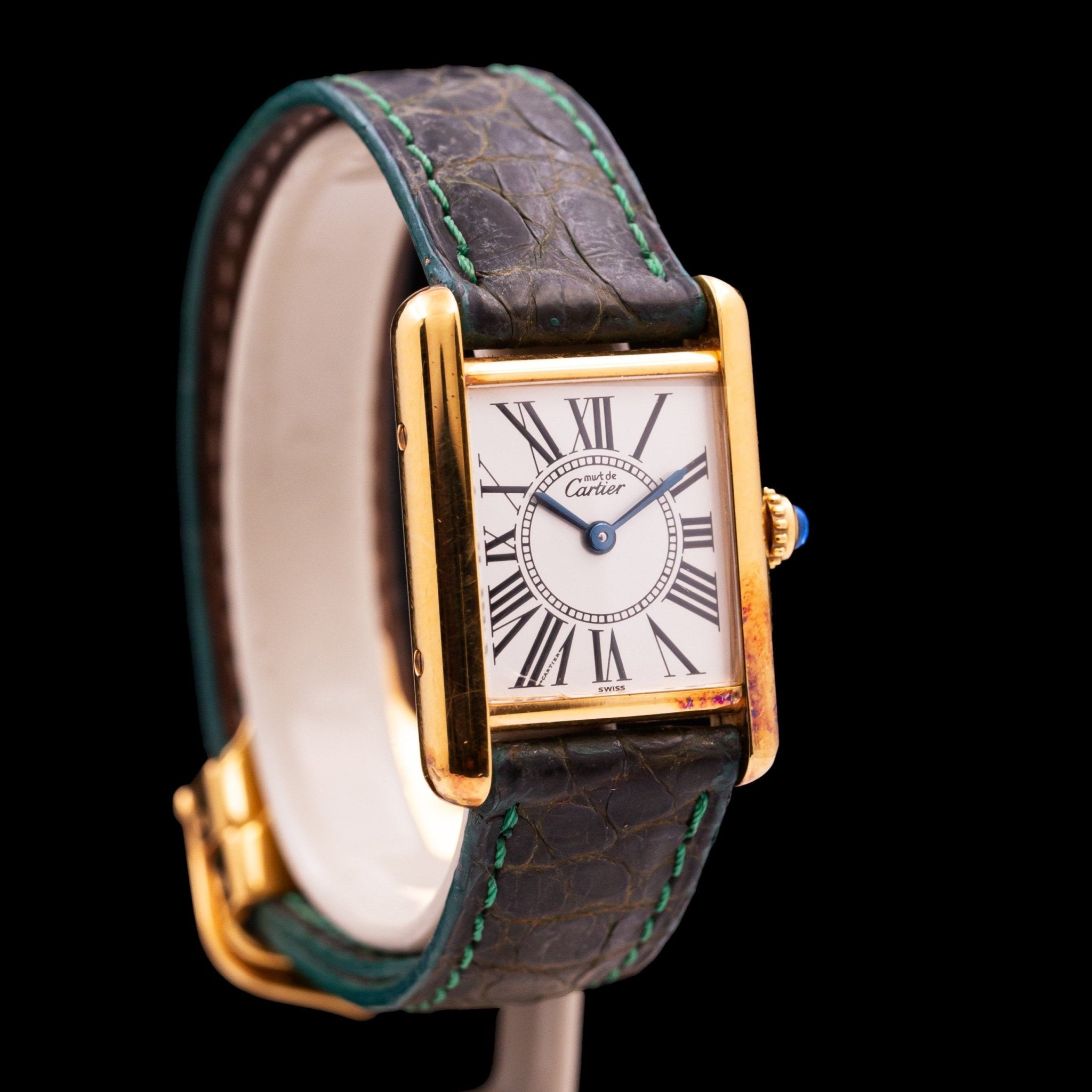 CARTIER TANK MUST LADY CHIFFRES ROMAINS AGRANDIS - montre vintage - Contre - Temps Paris