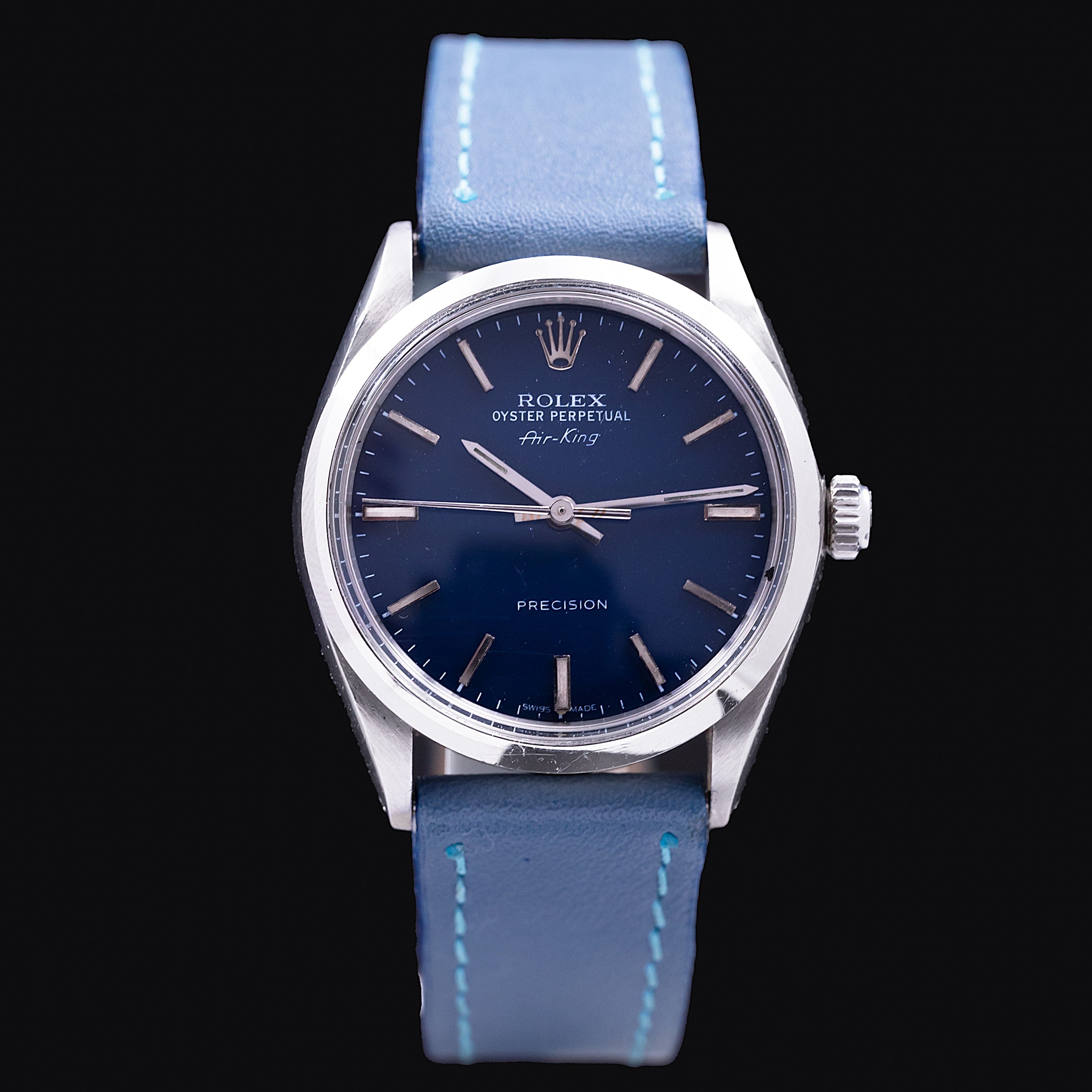 ROLEX AIR KING 5500 CADRAN BLEU PLEXI