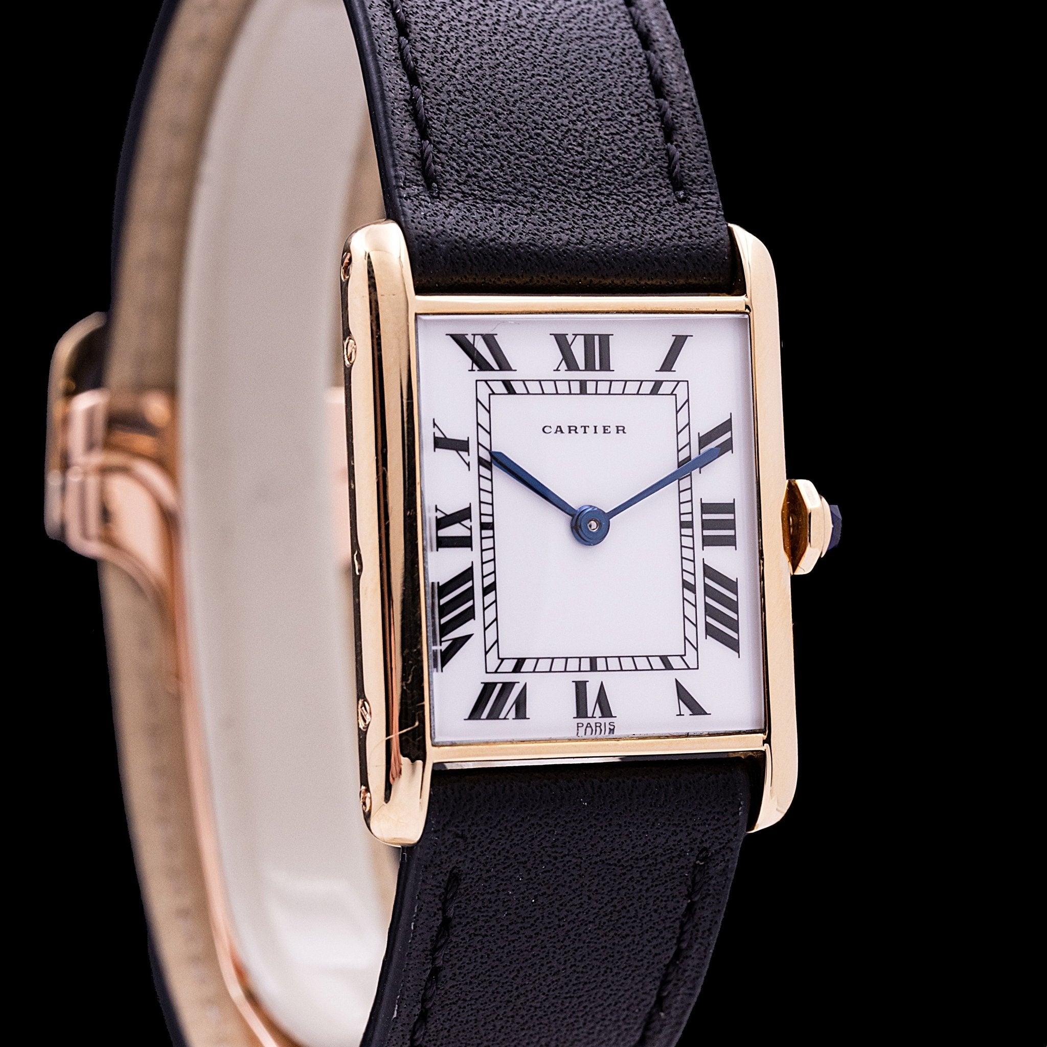 CARTIER TANK "LOUIS CARTIER" OR TAILLE HOMME - RESTAURATION CARTIER - montre vintage - Contre - Temps Paris