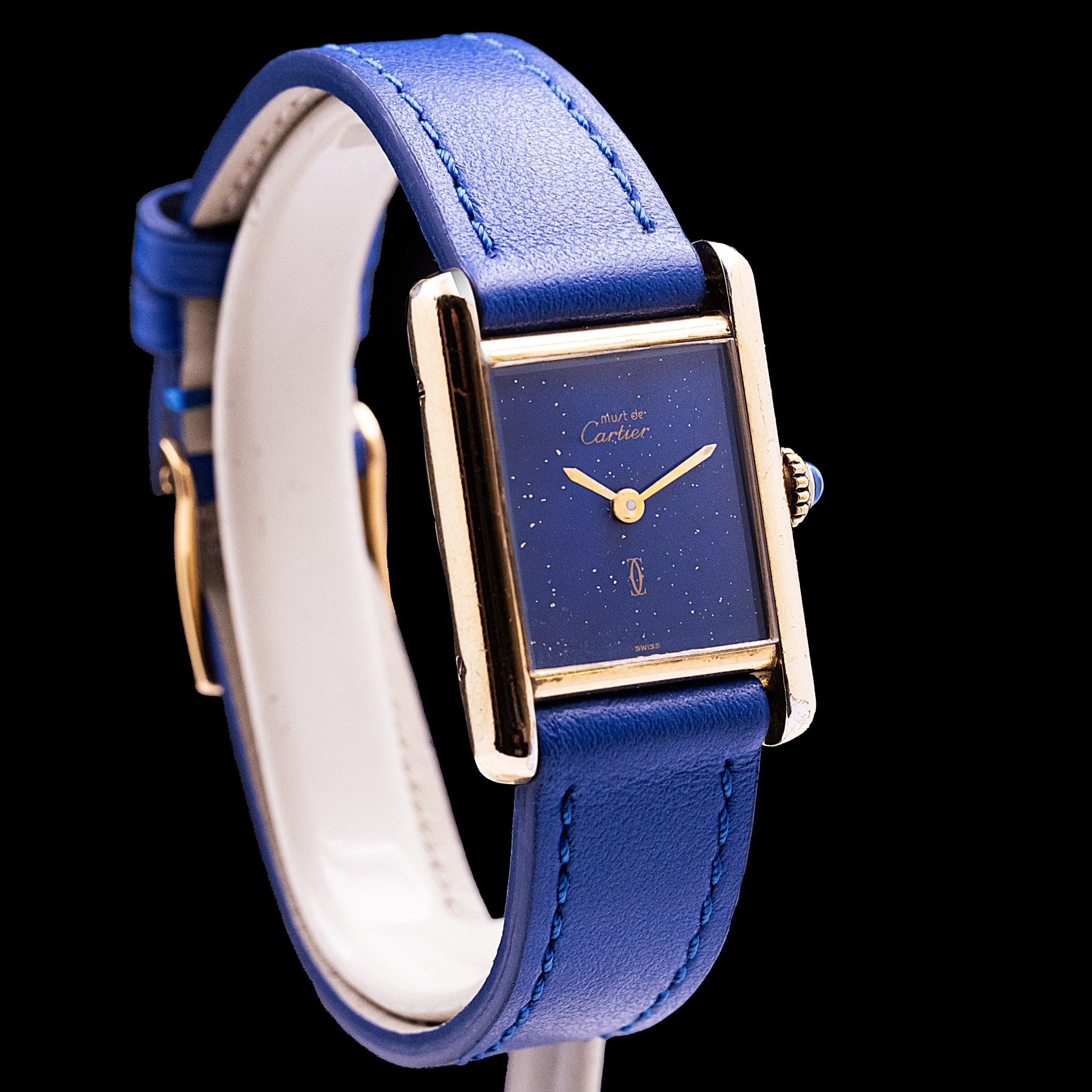 CARTIER TANK MUST LADY BLEU LAPIS - montre vintage - Contre - Temps Paris