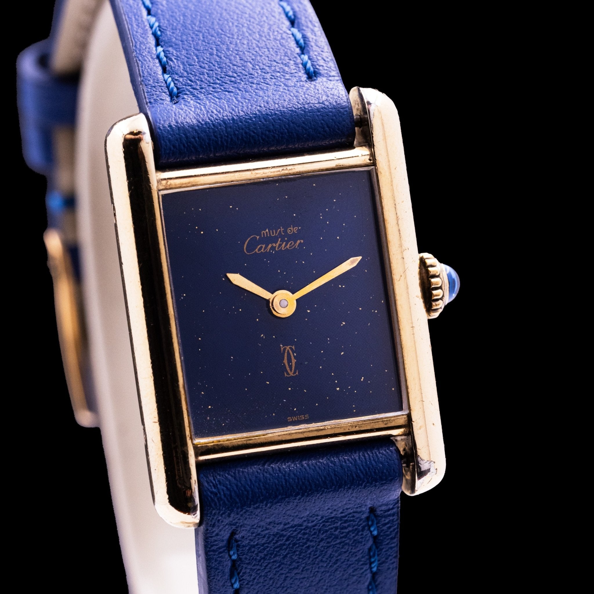 CARTIER TANK MUST LADY BLEU LAPIS - montre vintage - Contre - Temps Paris