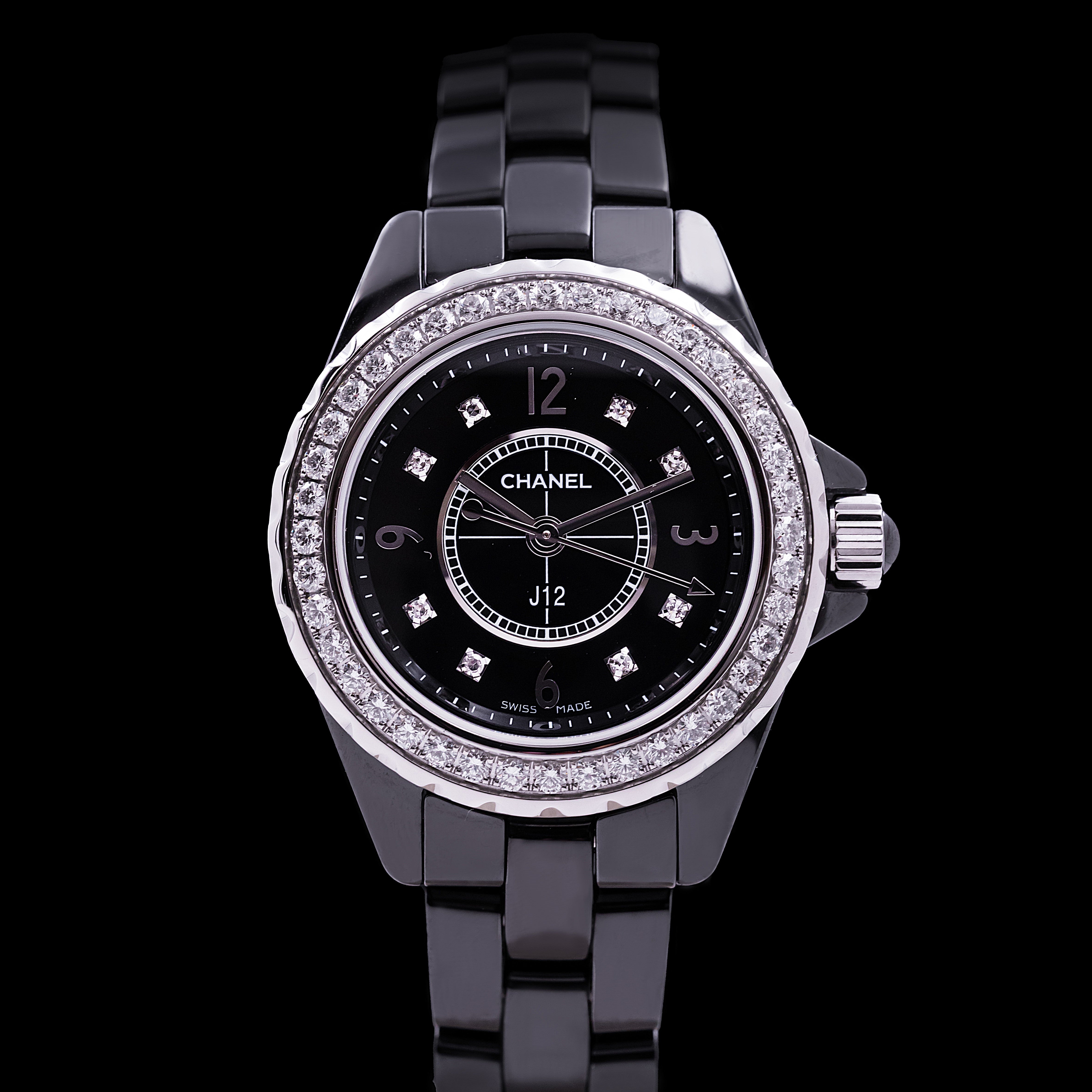 CHANEL J 12 NOIRE FEMME LUNETTE DIAMANTS