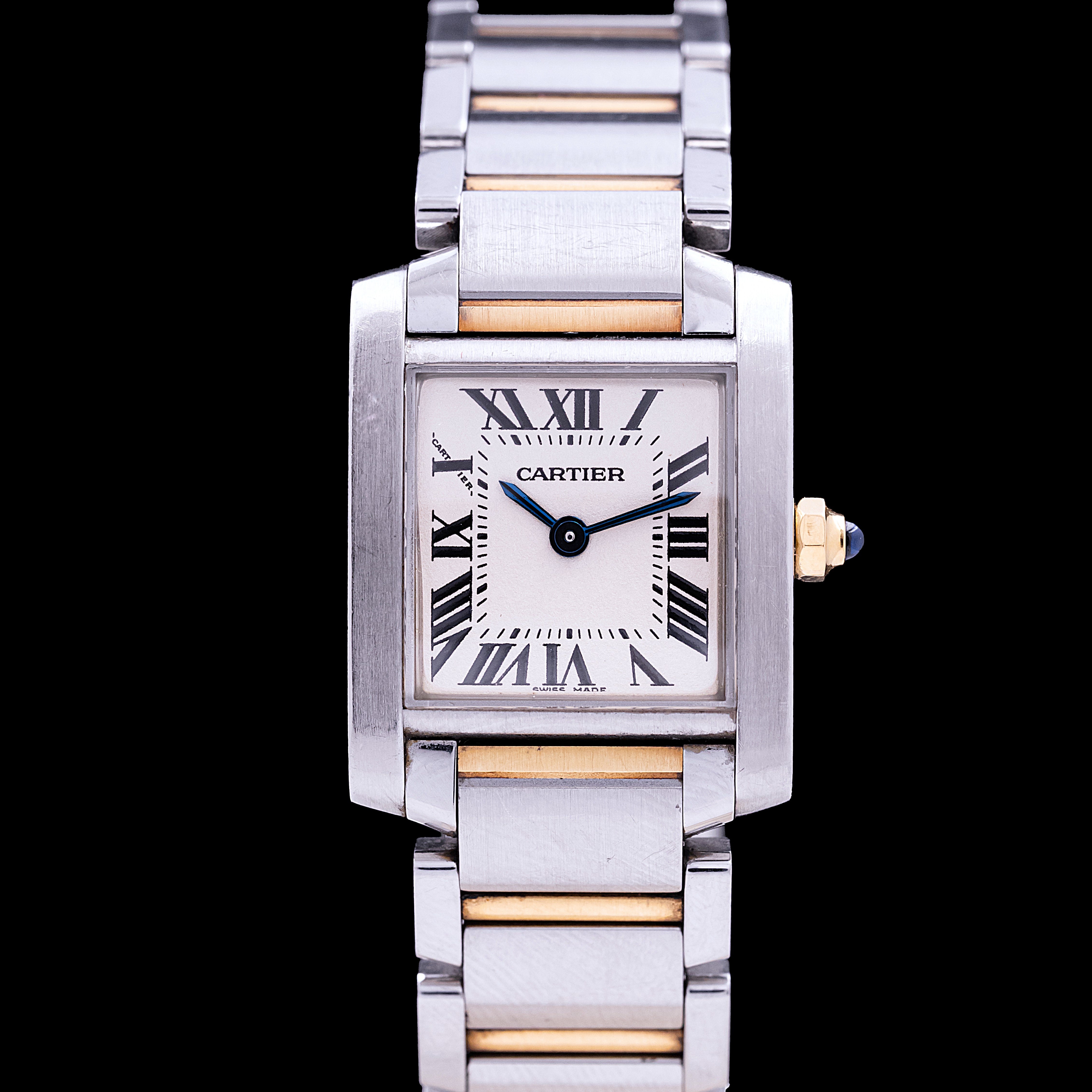 CARTIER TANK FRANCAISE TWO-TONE GOLD AND STEEL FULL SET