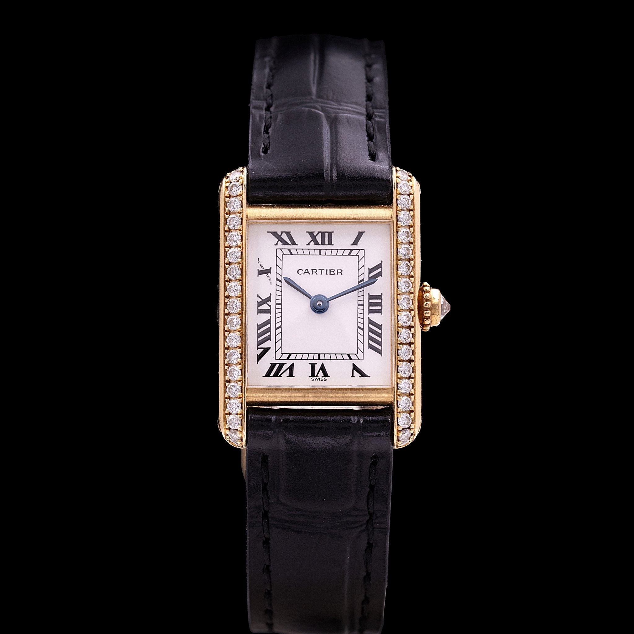 Cartier Tank Mini Ref. 11410 Or et brancards diamants, années 90 - montre vintage - Contre - Temps Paris