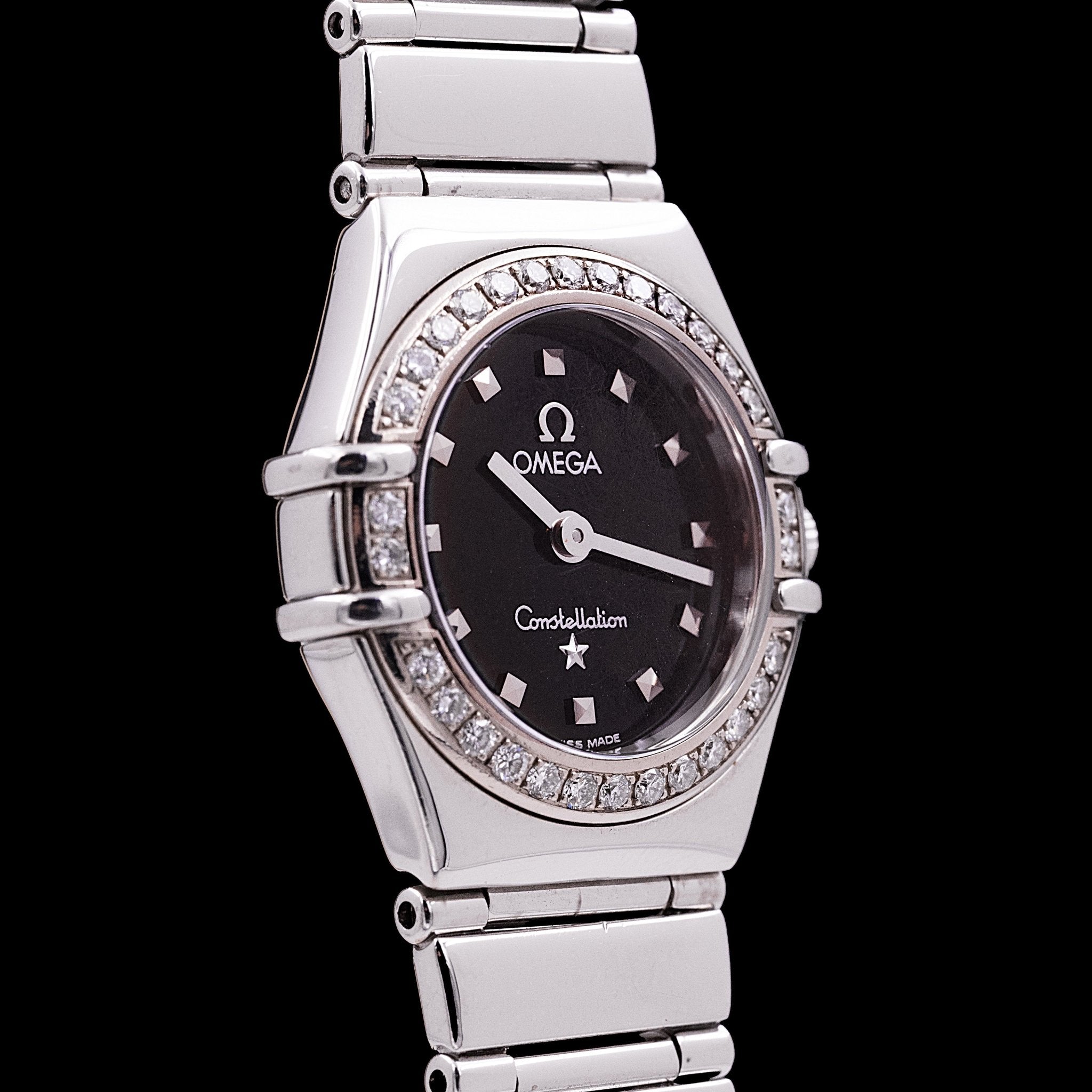 Omega Constellation My Choice Ref. 1465.71.00 — Acier diamants, circa 1998, cadran noir - montre vintage - Contre - Temps Paris