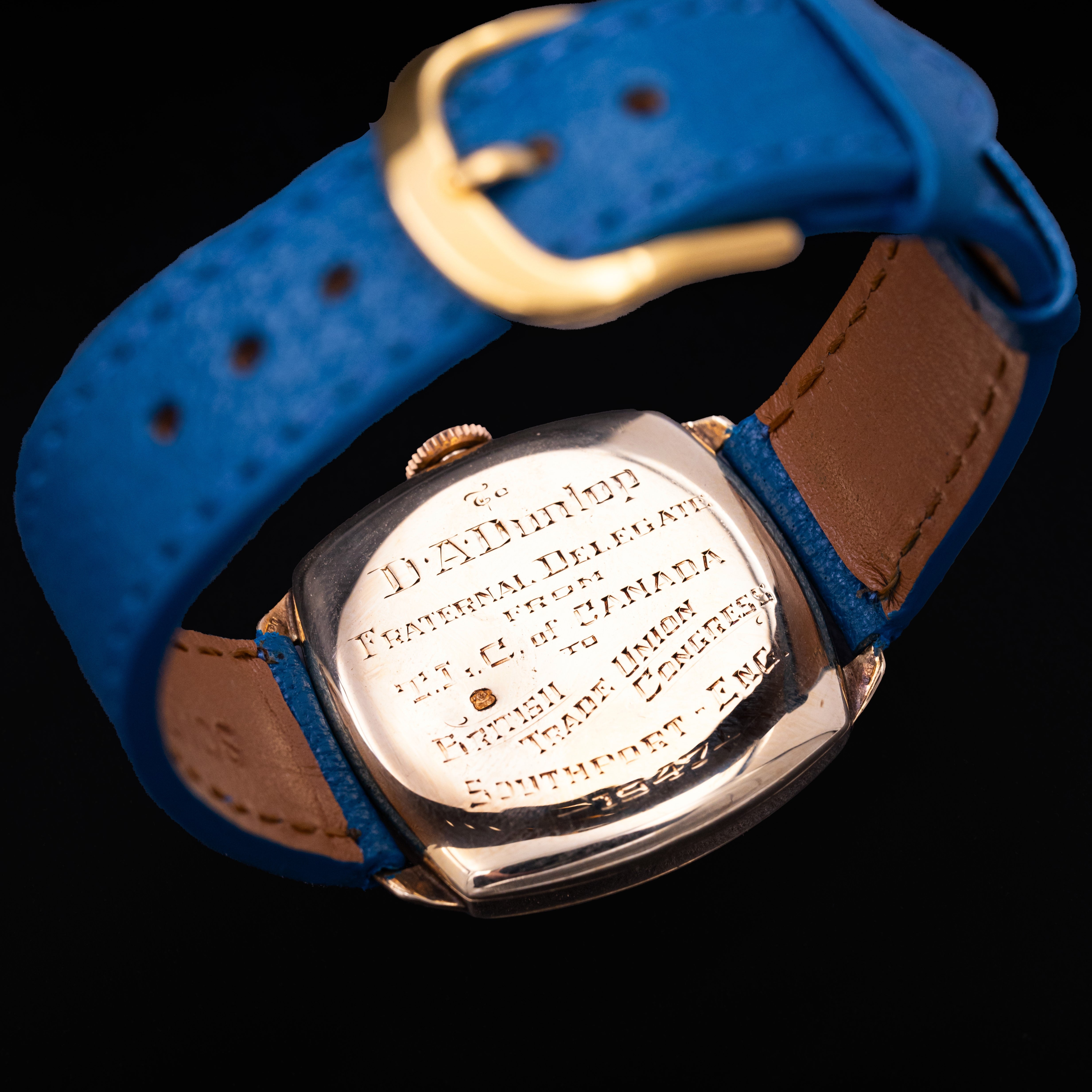 Longines 9ct Yellow Gold, cushion shape, circa 1947