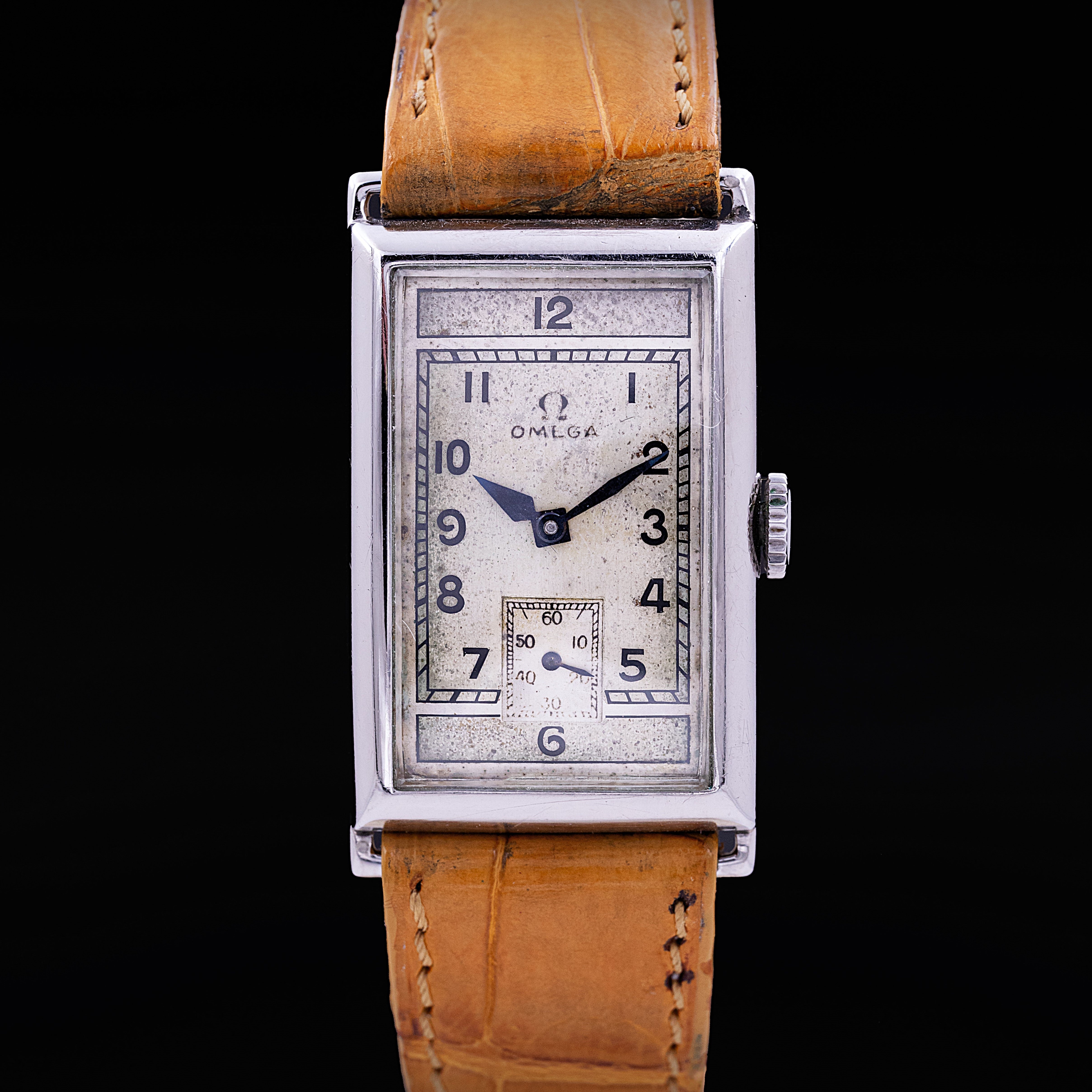 Omega Art Deco curved steel, 1940s