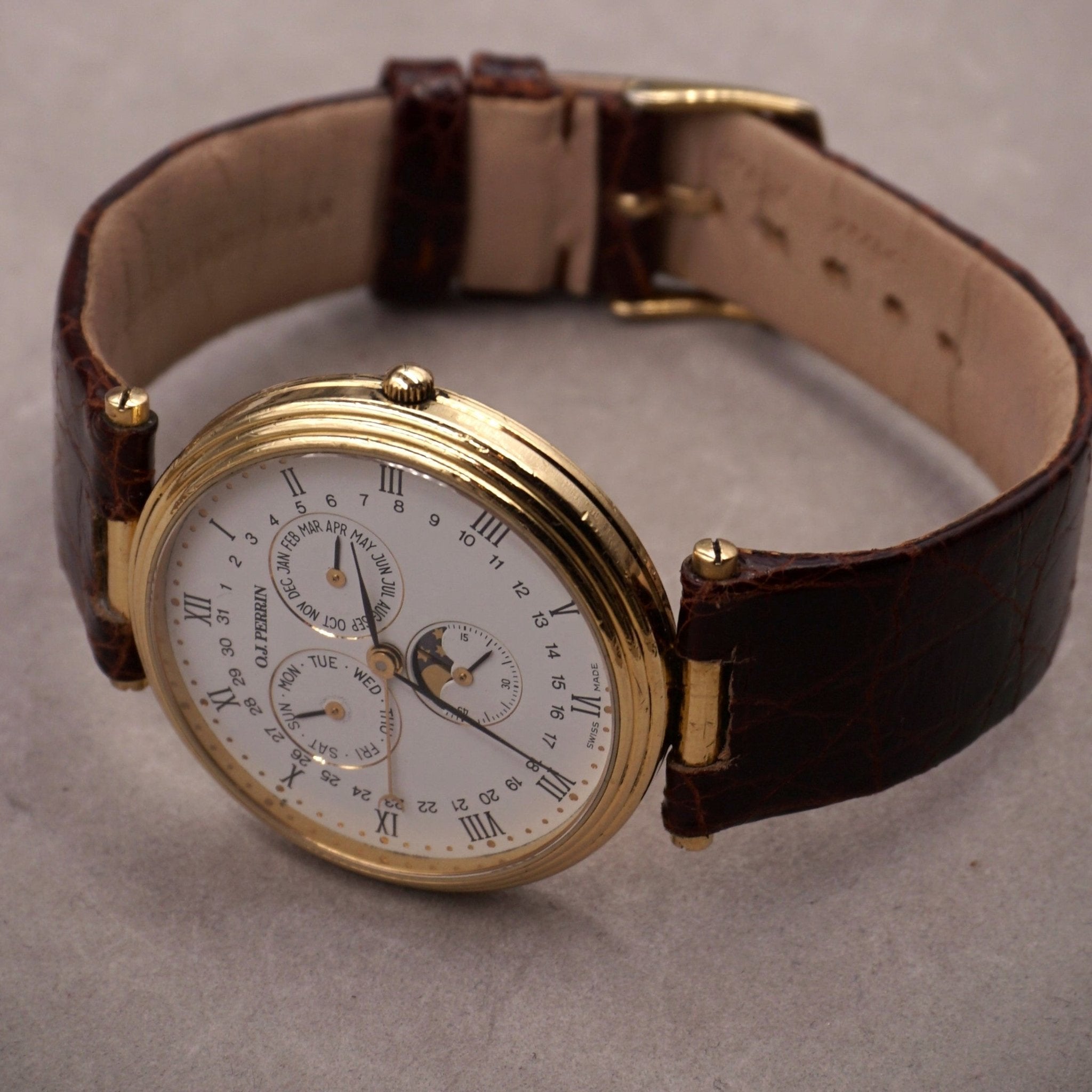 O.J. PERRIN QUANTIEME PHASES DE LUNE - montre vintage - Contre - Temps Paris