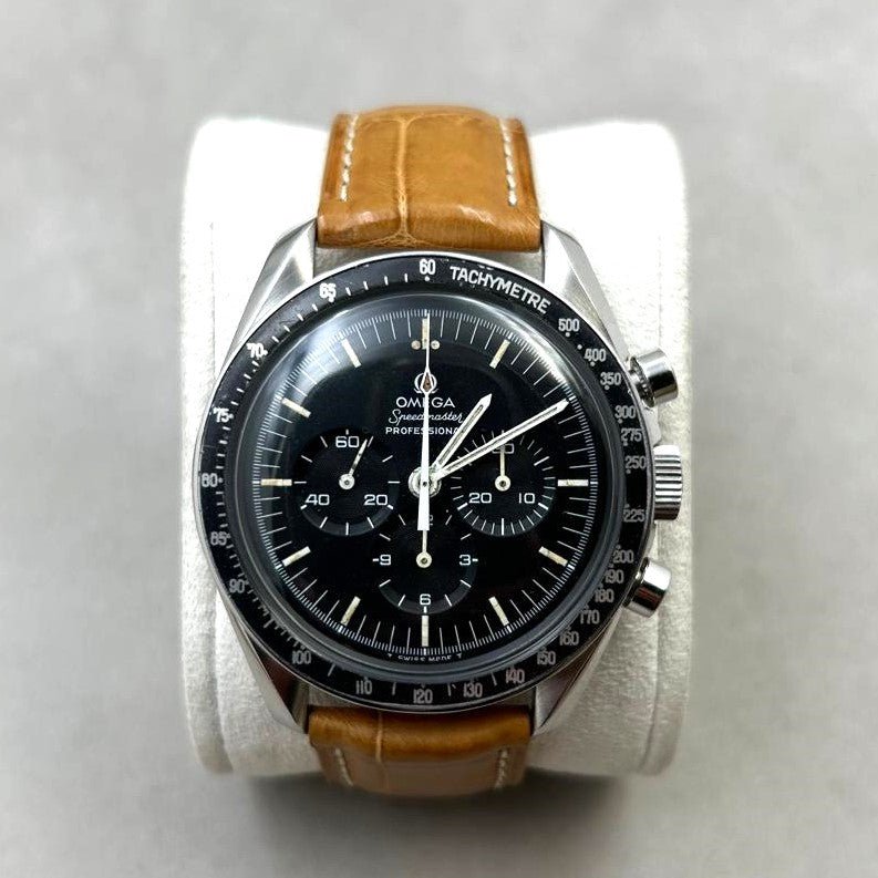 Omega Speedmaster Professional référence 145.022 pre-Moon, calibre 861 transitionnel, boîtier acier 42 mm, cadran pie pan, lunette DON, fond hippocampe, circa 1969