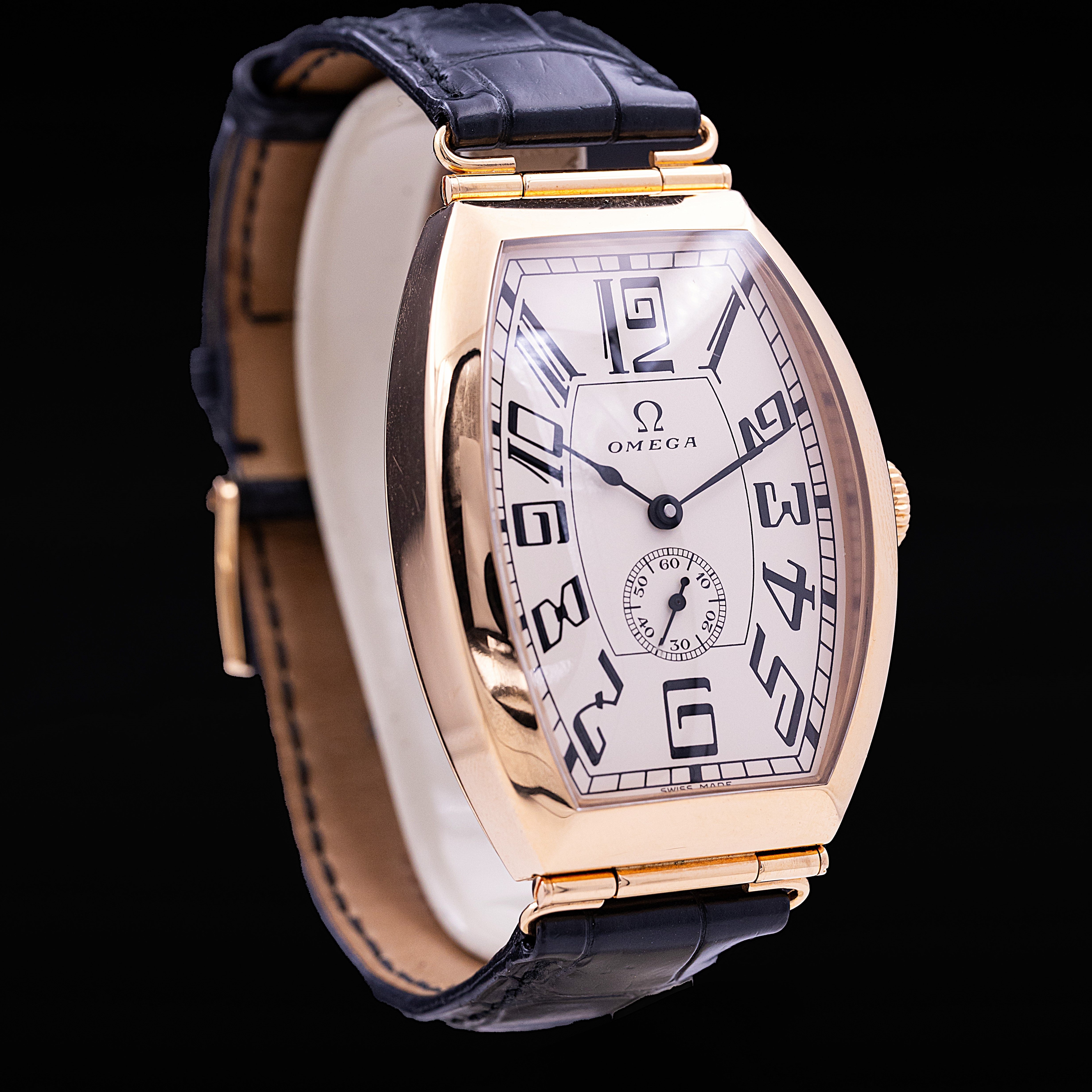 Omega Museum Collection Petrograd 1915 rose gold tonneau watch cream dial full set 2007