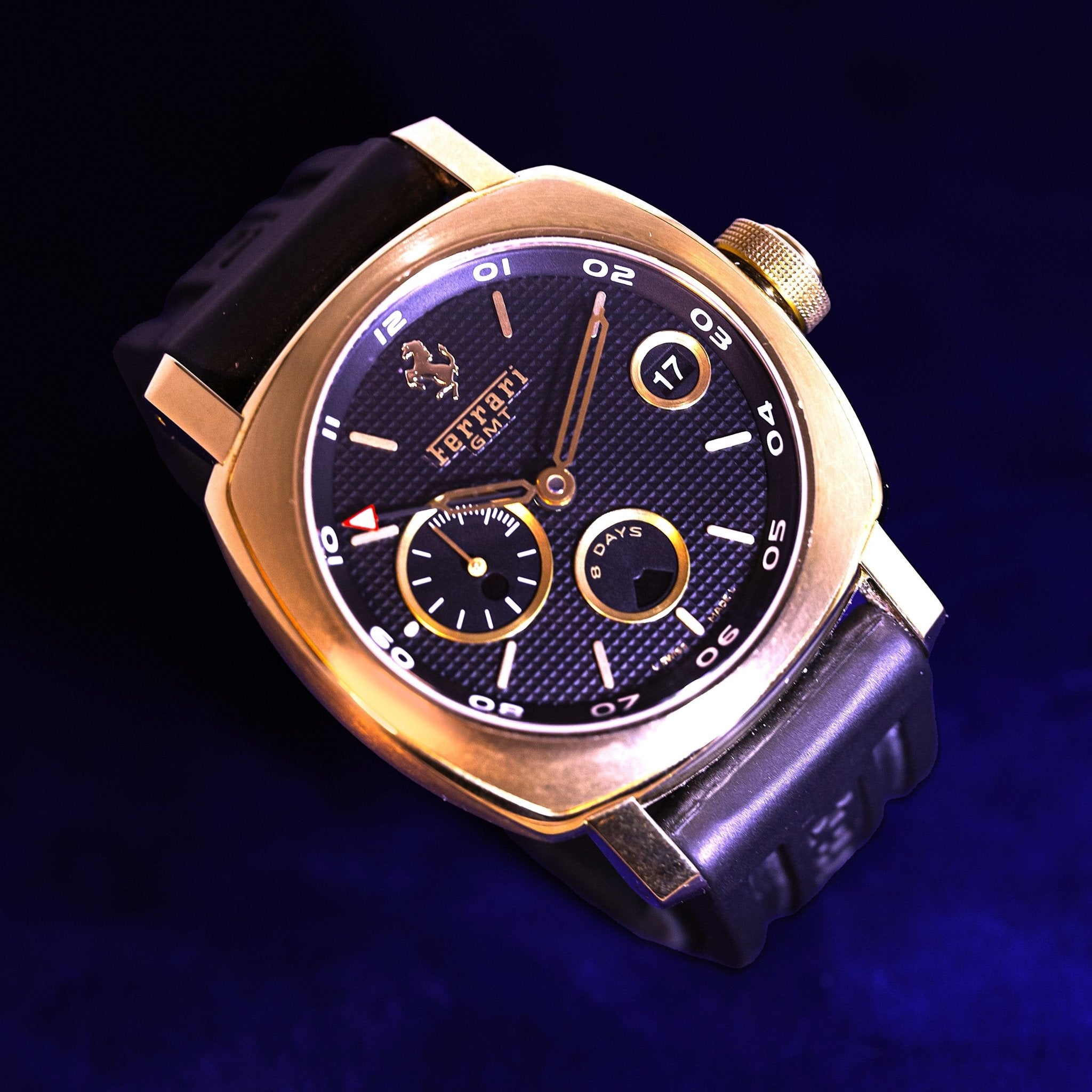 PANERAI FERRARI GRANTURISMO GMT 8 DAYS OR ROSE - montre vintage - Contre - Temps Paris