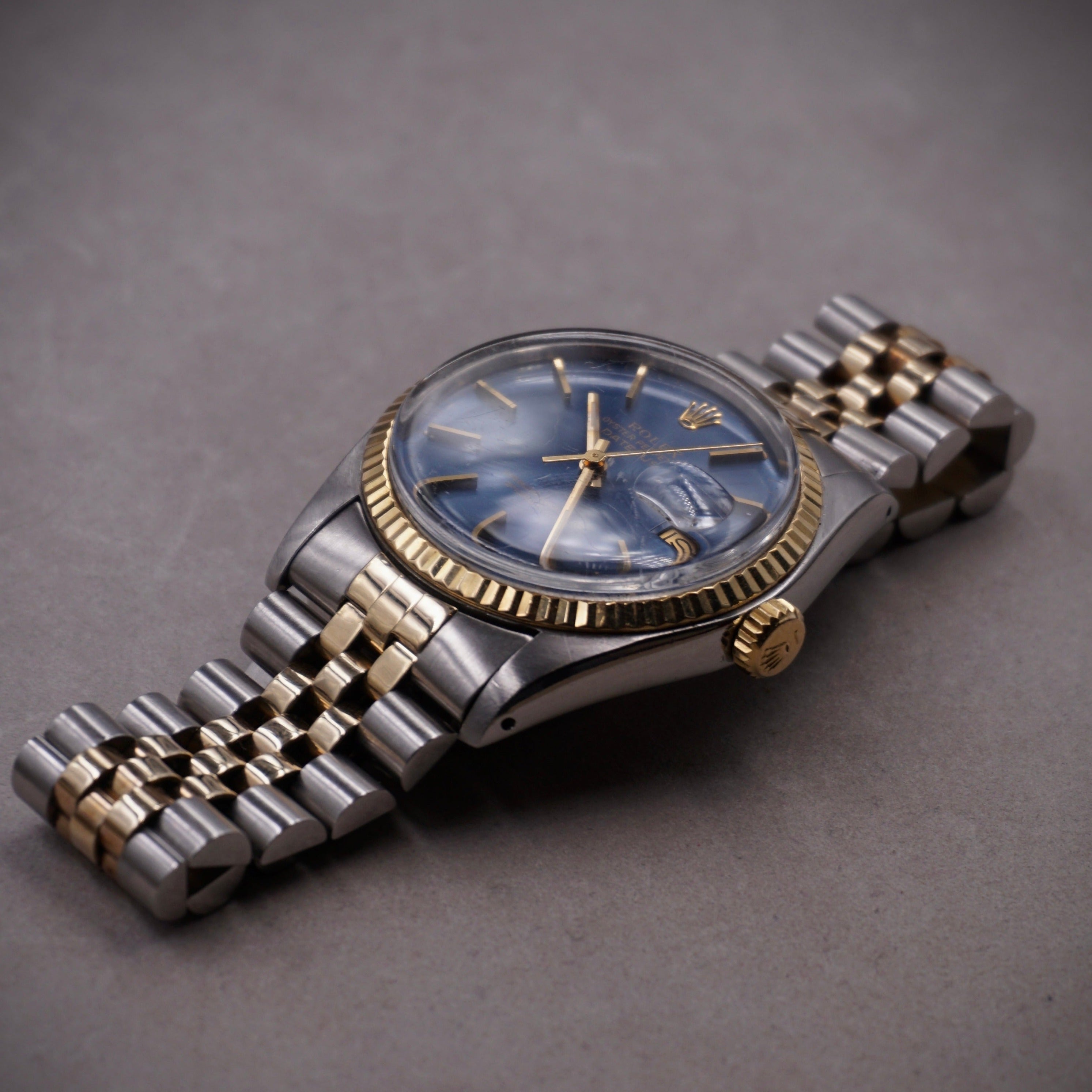 ROLEX DATEJUST EN OR & ACIER CADRAN BLEU