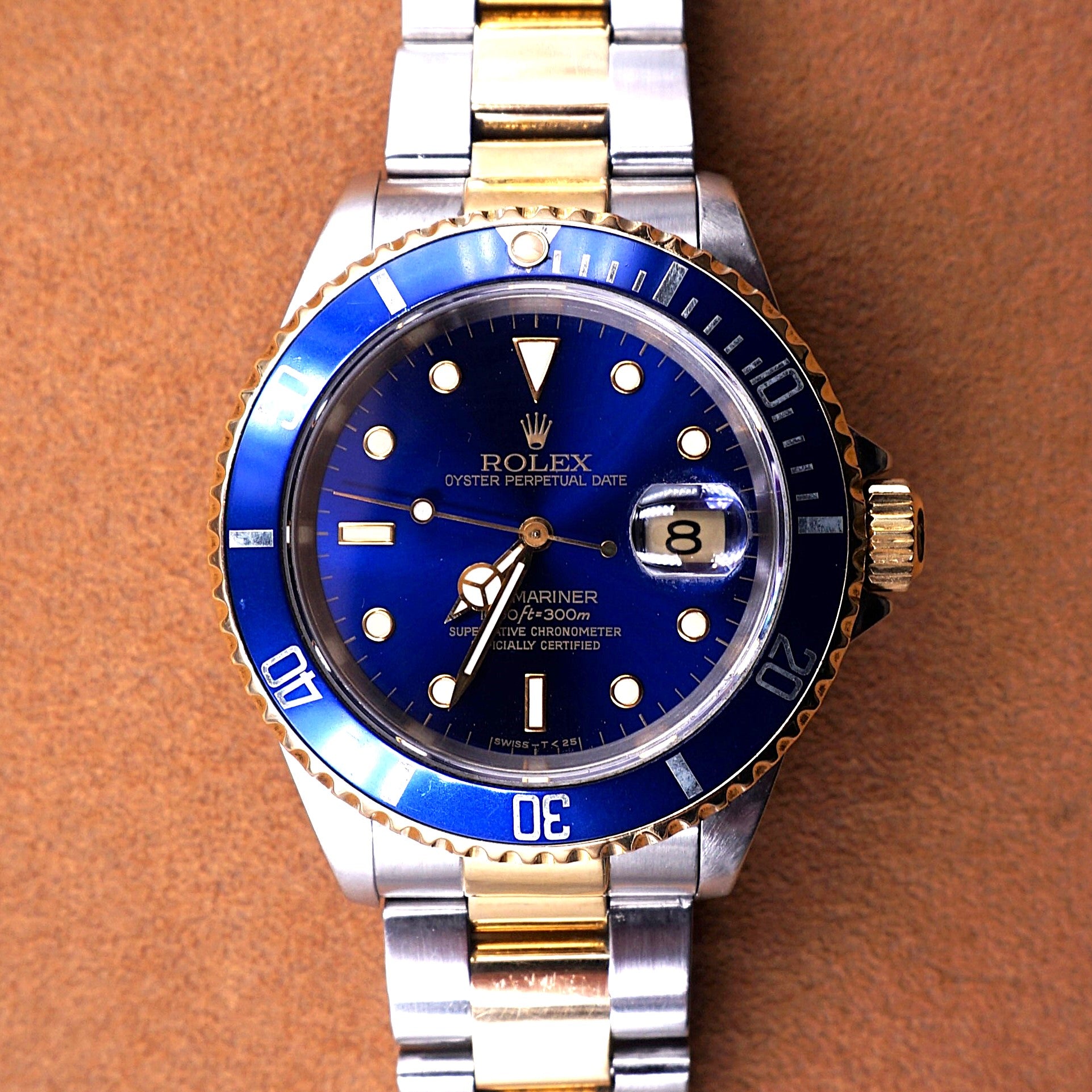 ROLEX SUBMARINER DATE GOLD AND BLUE STEEL