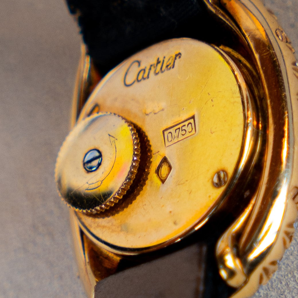 CARTIER SINGLE GODRON GOLD AND DIAMOND BAGNOIRE