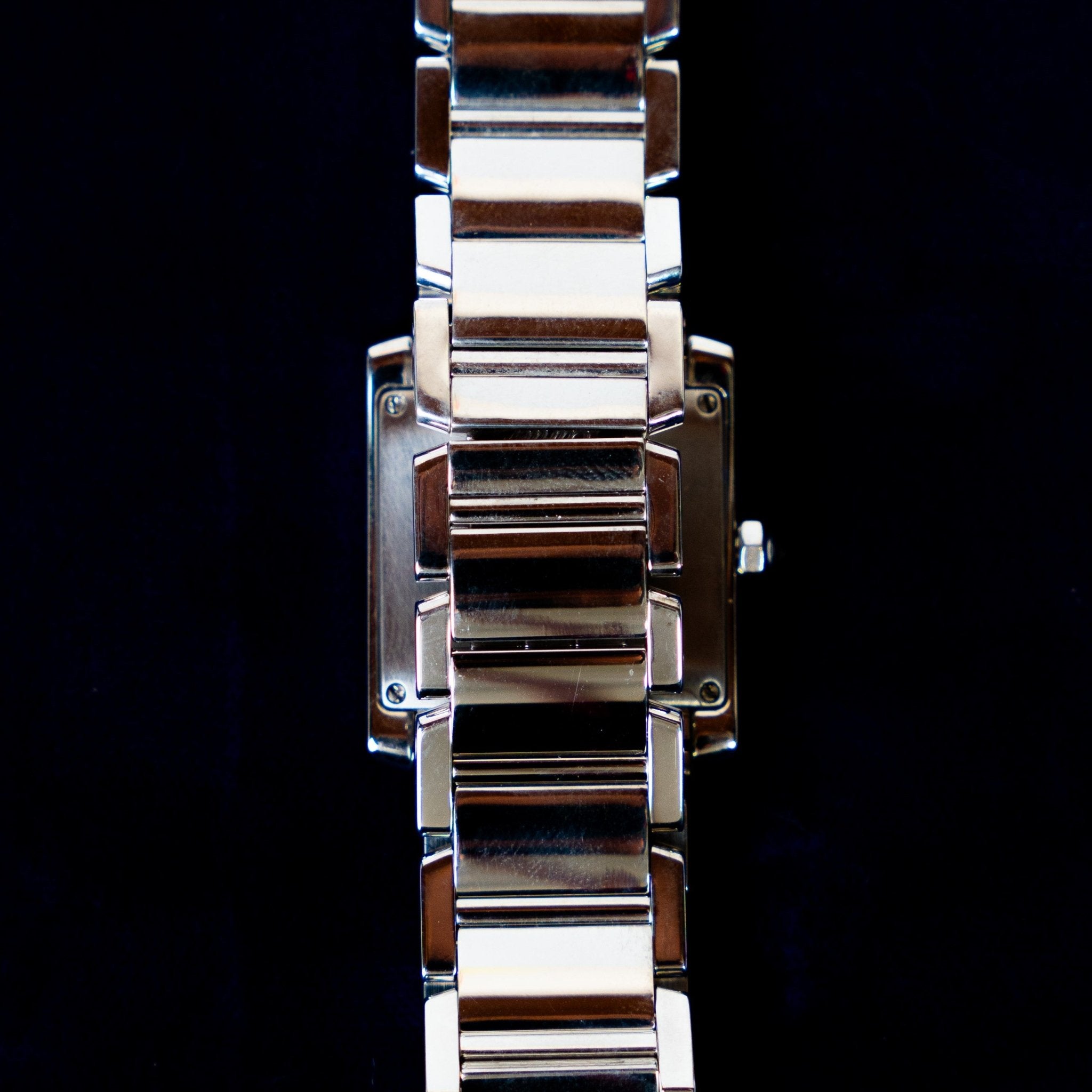 CARTIER TANK FRANCAISE OR BLANC ET DIAMANTS - montre vintage - Contre - Temps Paris