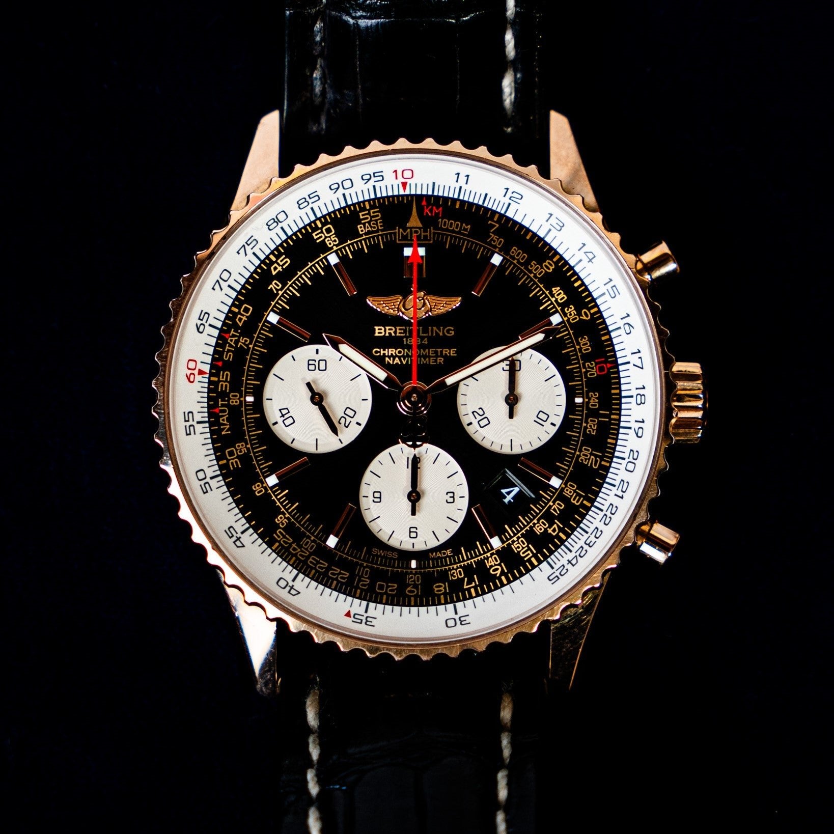 BREITLING NAVITIMER CHRONOGRAPHE OR ROSE - montre vintage - Contre - Temps Paris