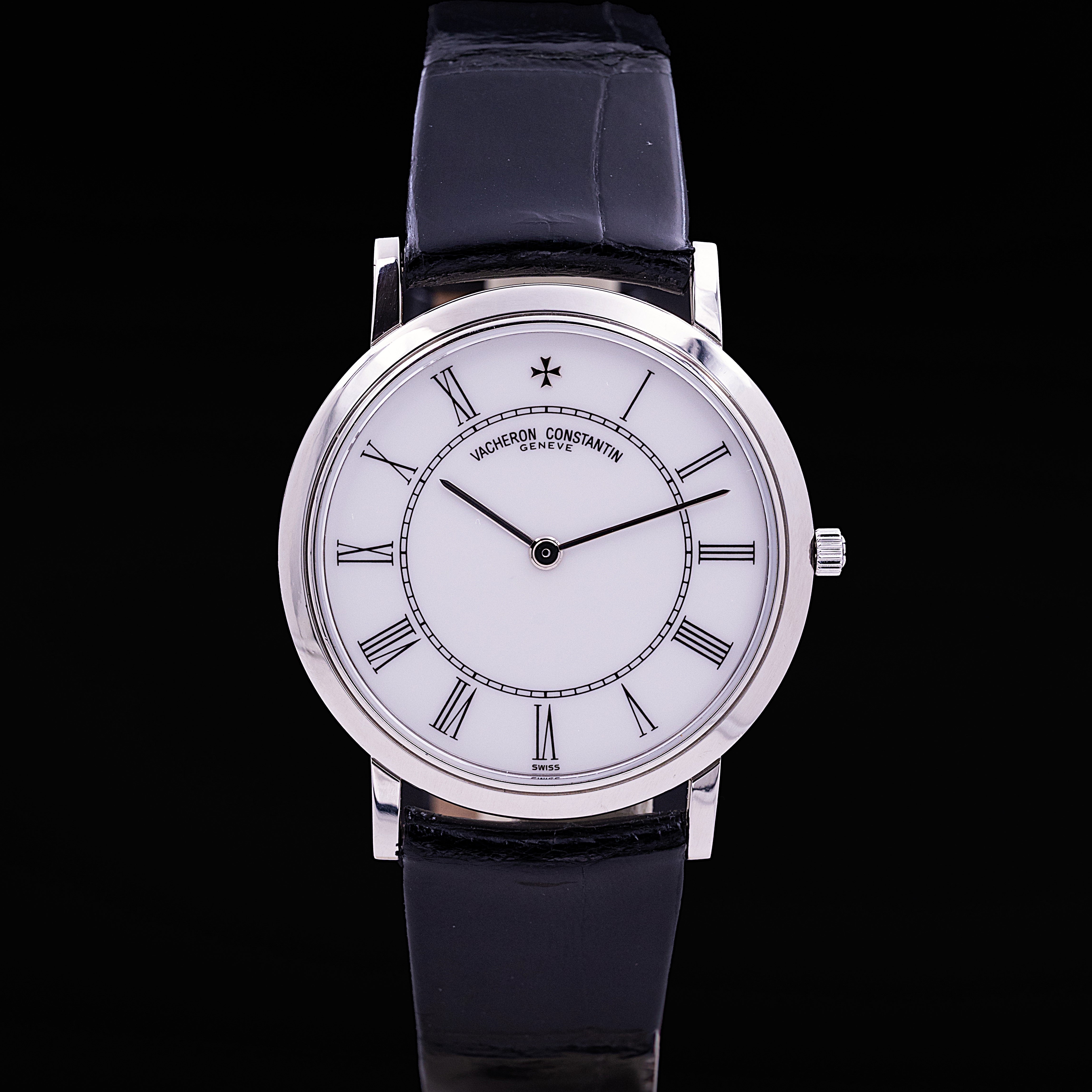 Montre Vacheron Constantin Ultra-Thin platine cadran porcelaine chiffres romains Ref. 34070