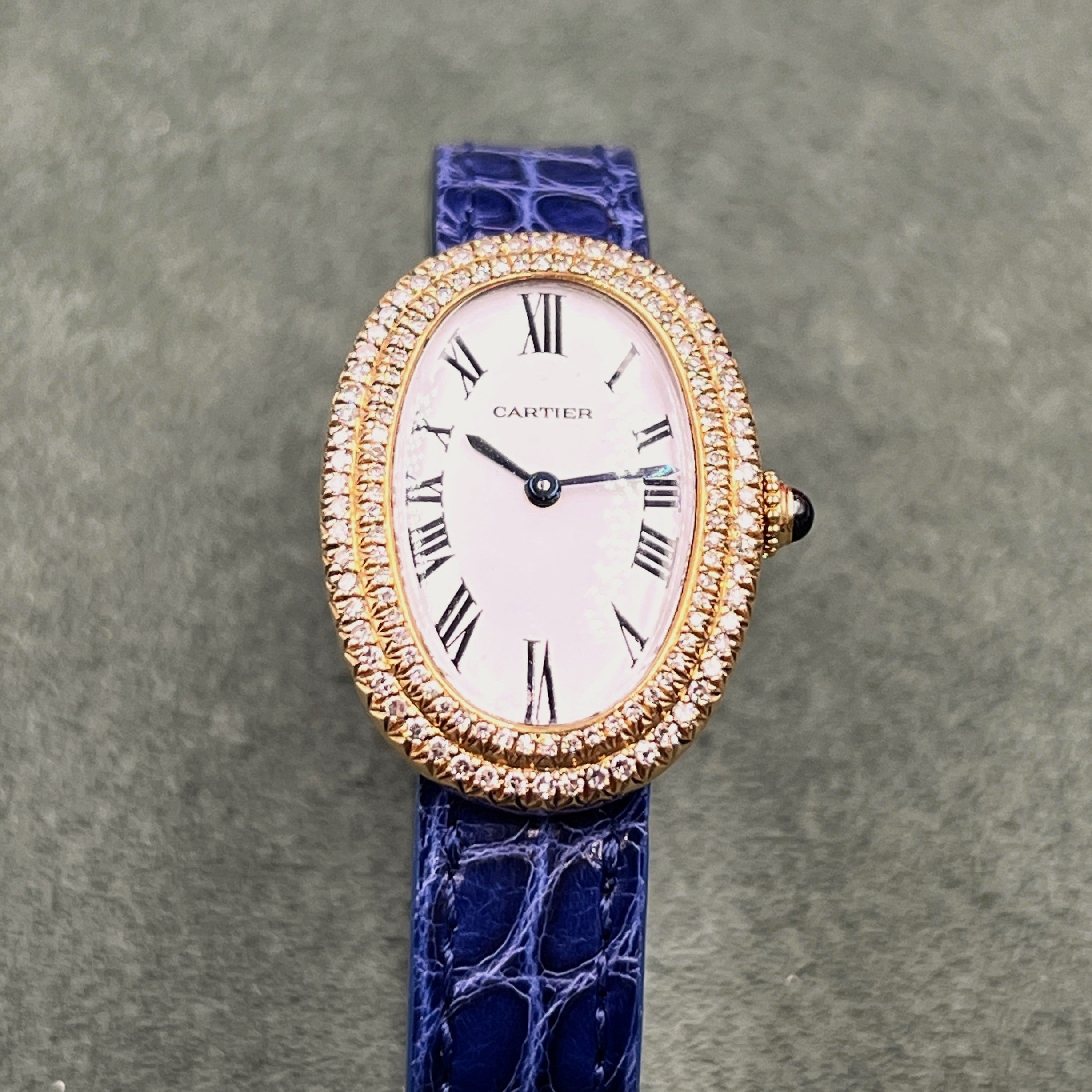 CARTIER BAIGNOIRE DOUBLE GODRON GOLD AND DIAMOND 