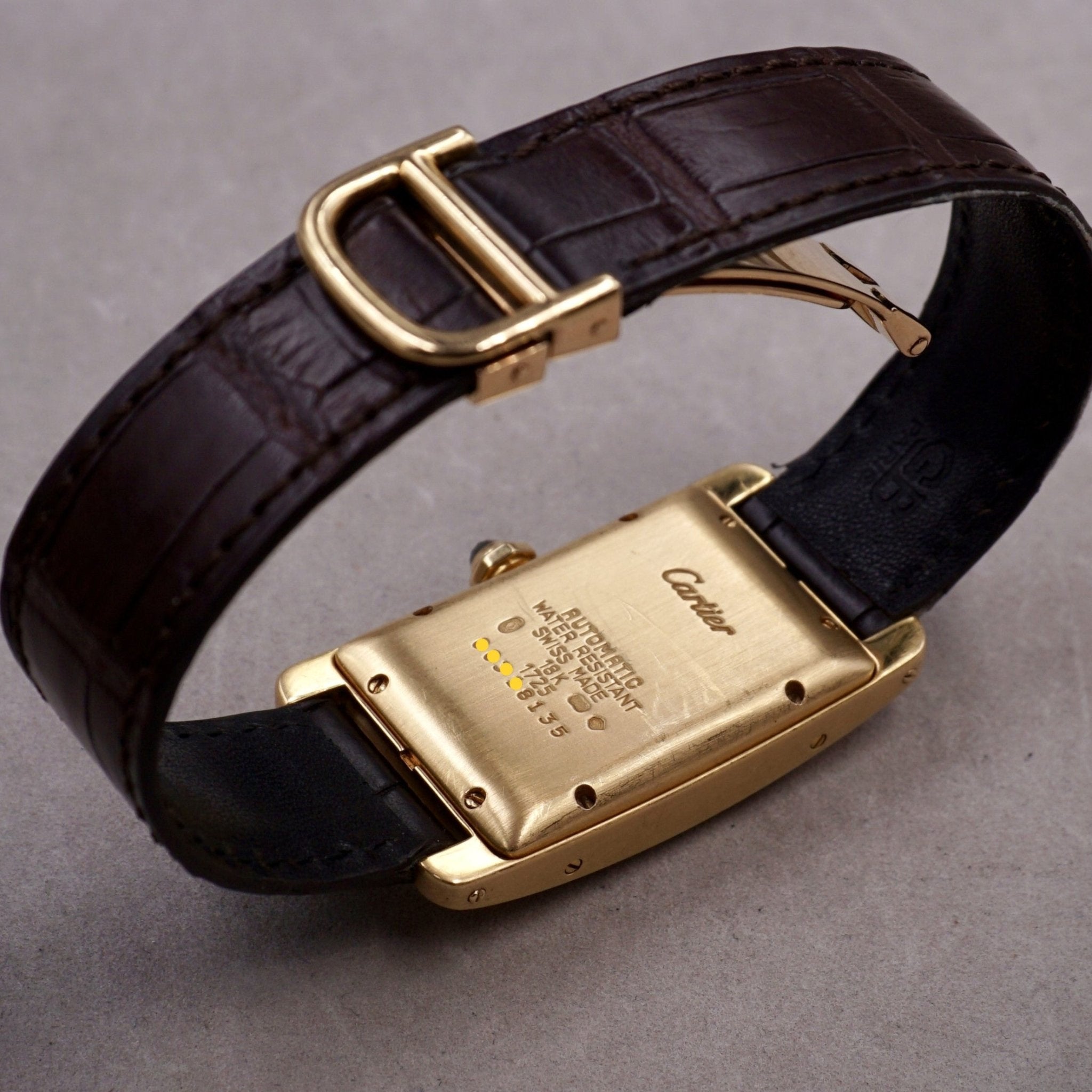 CARTIER TANK AMERICAINE HOMME OR JAUNE - montre vintage - Contre - Temps Paris