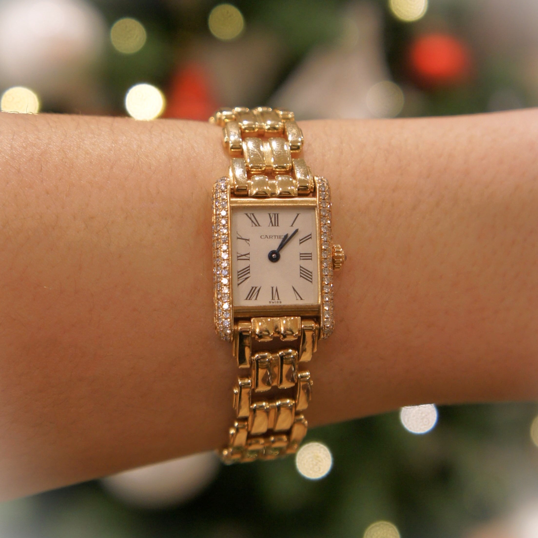 CARTIER TANK LOUIS CARTIER LADY GOLD STRETCHER DIAMONDS