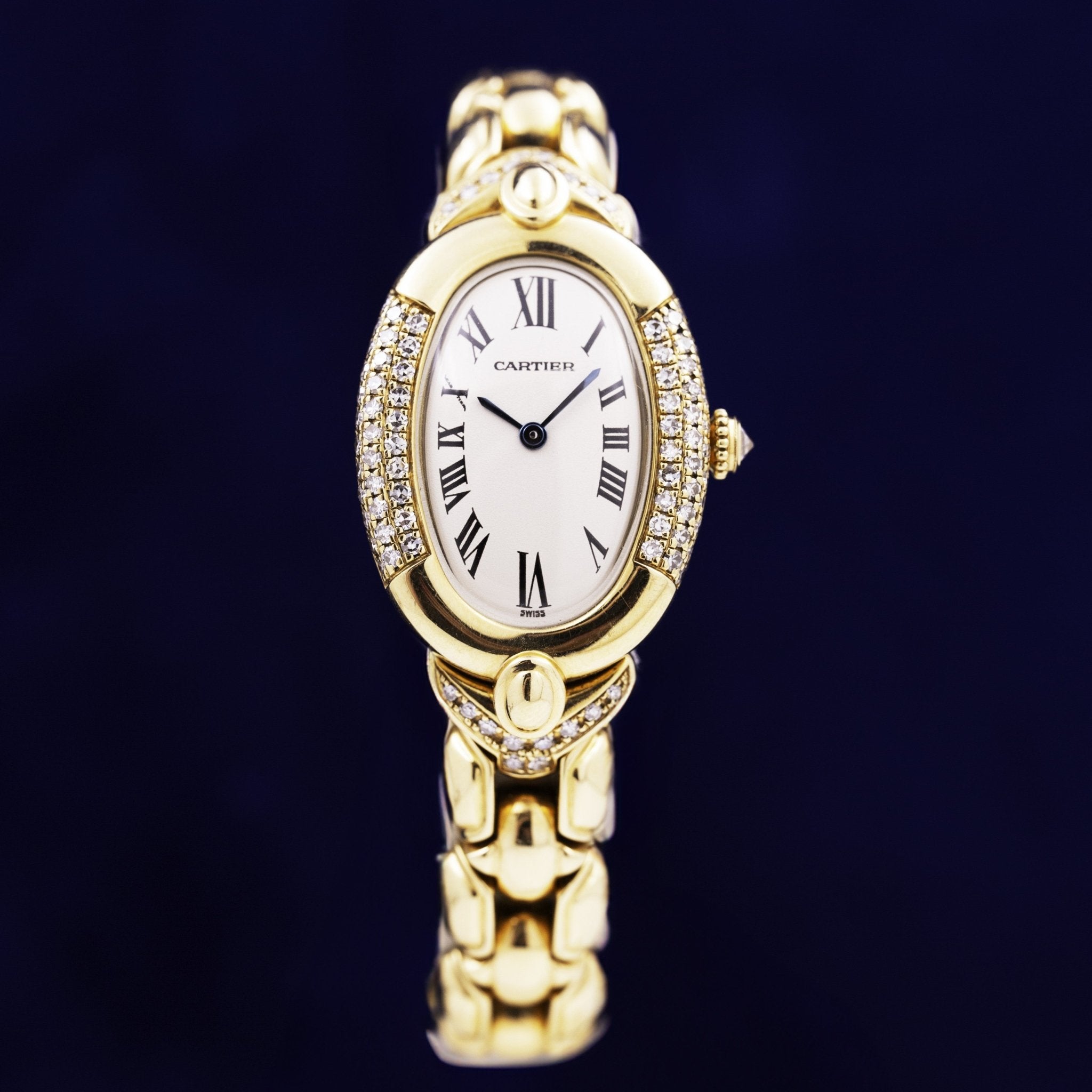 CARTIER BAIGNOIRE OR ET DIAMANTS - montre vintage - Contre - Temps Paris